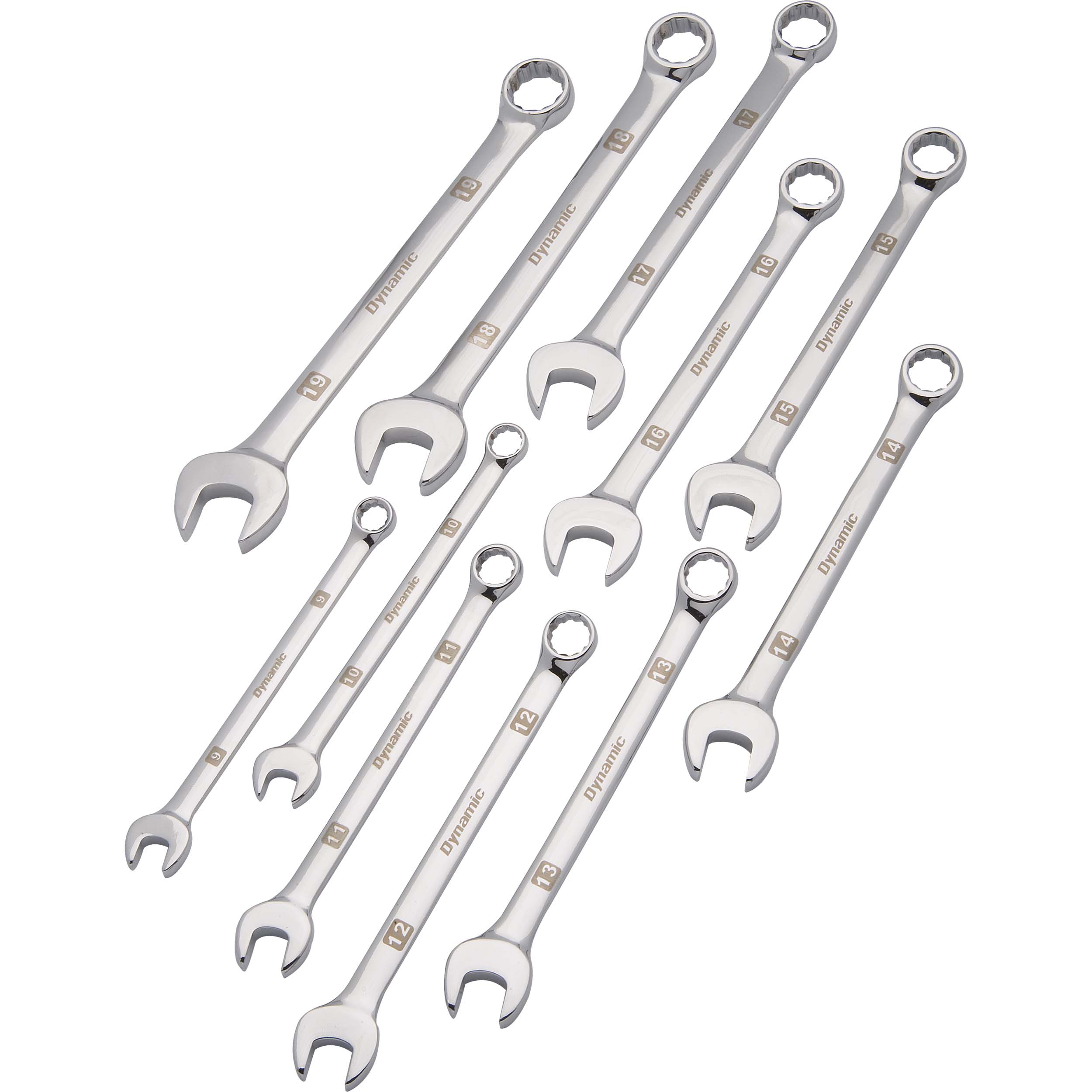 Tools 11pc Metric Combination Wrench Set With Mirror Chrome Finish, 9mm - 19mm