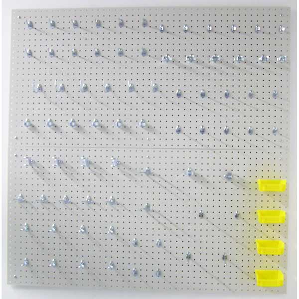 Triton Pegboards With 79 Pc Durahook Assrtmnt, 4 Hanging Bins And Wall Mntng Hardware, Set Of 2 - White