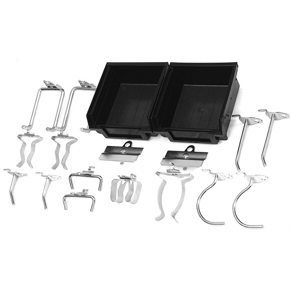 Triton 18 Pc Plated Steel Hook And Bin Assortment For Duraboard Or Pegboard