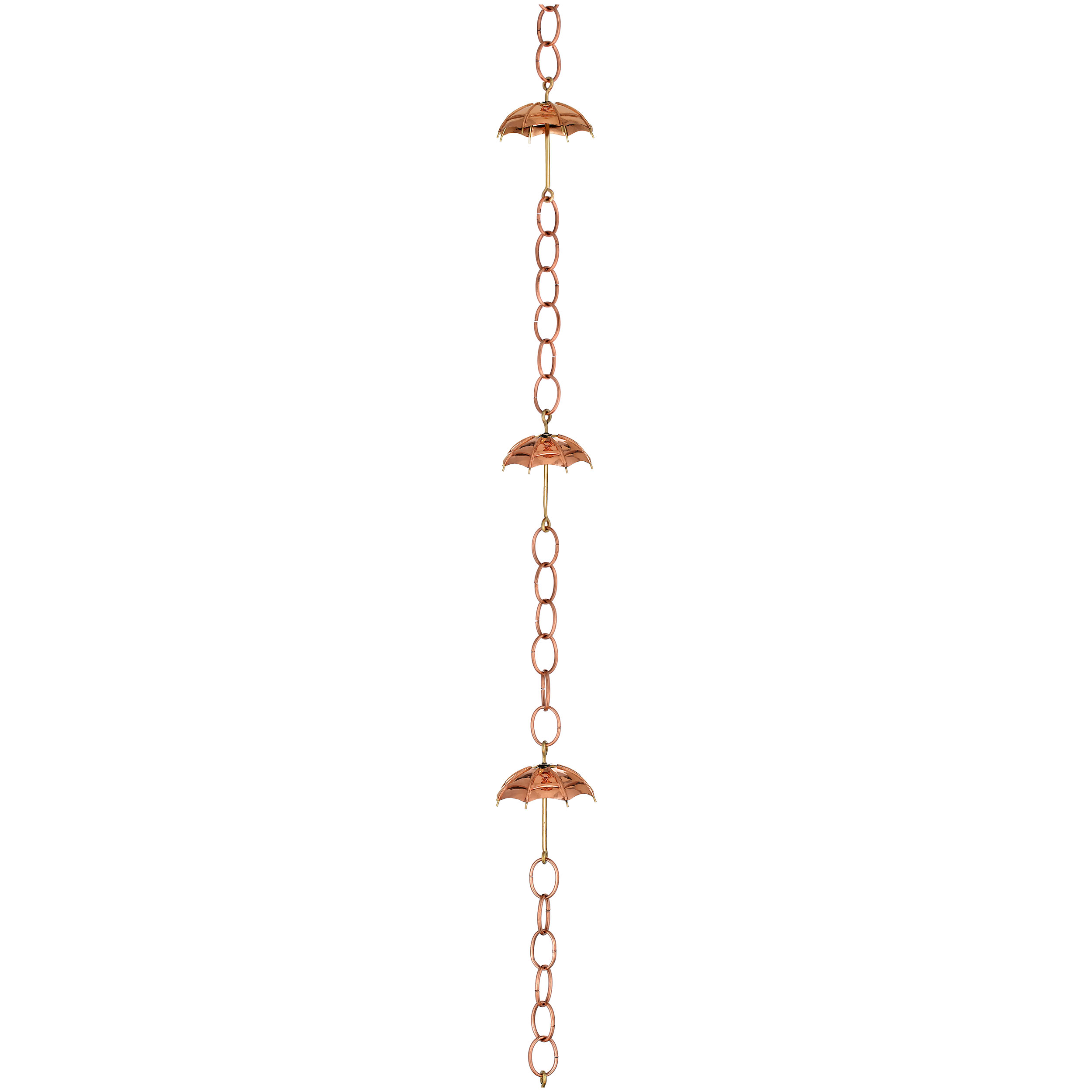 Umbrella Rain Chain, Polished Copper