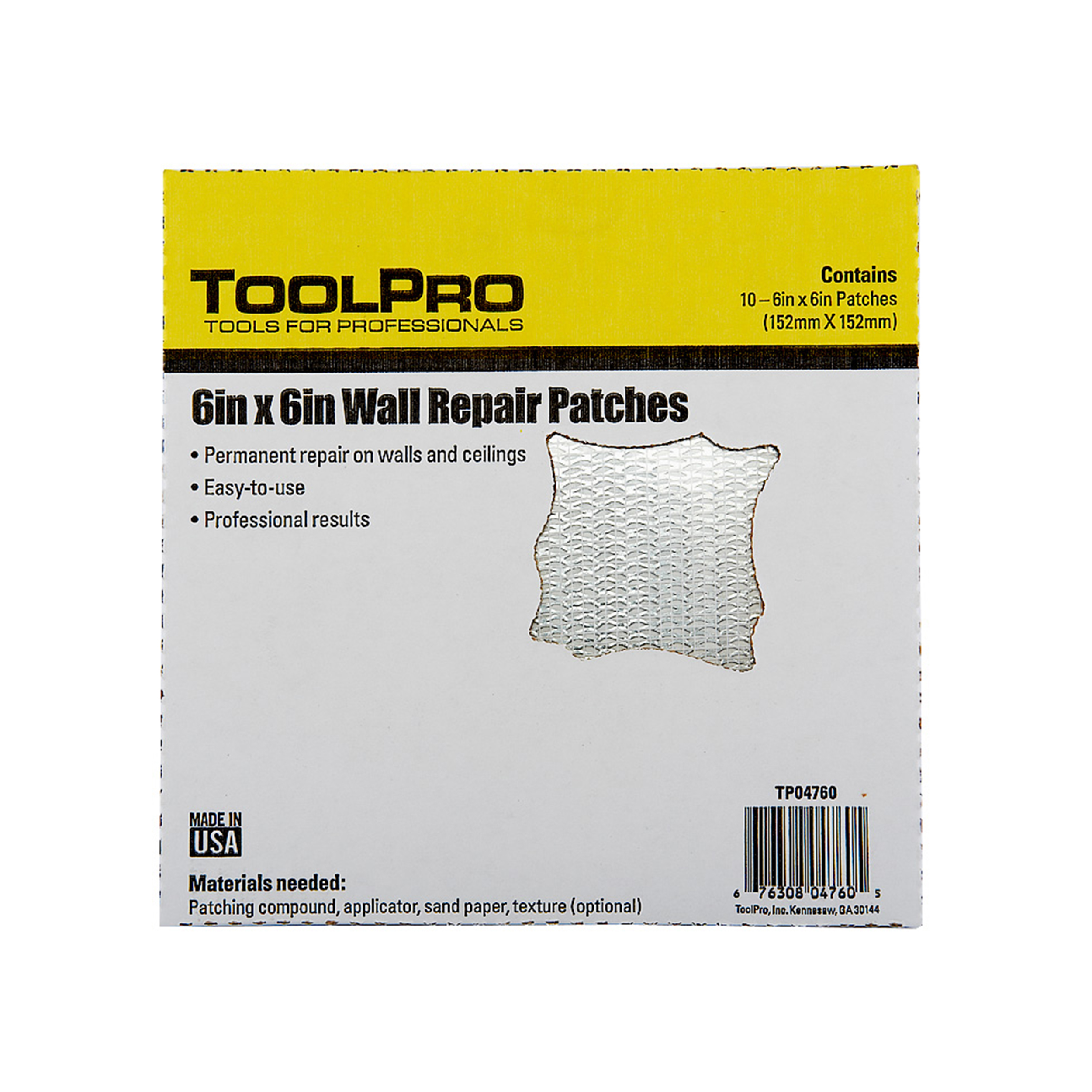 Drywall Patch, 6" X 6", 10-pack
