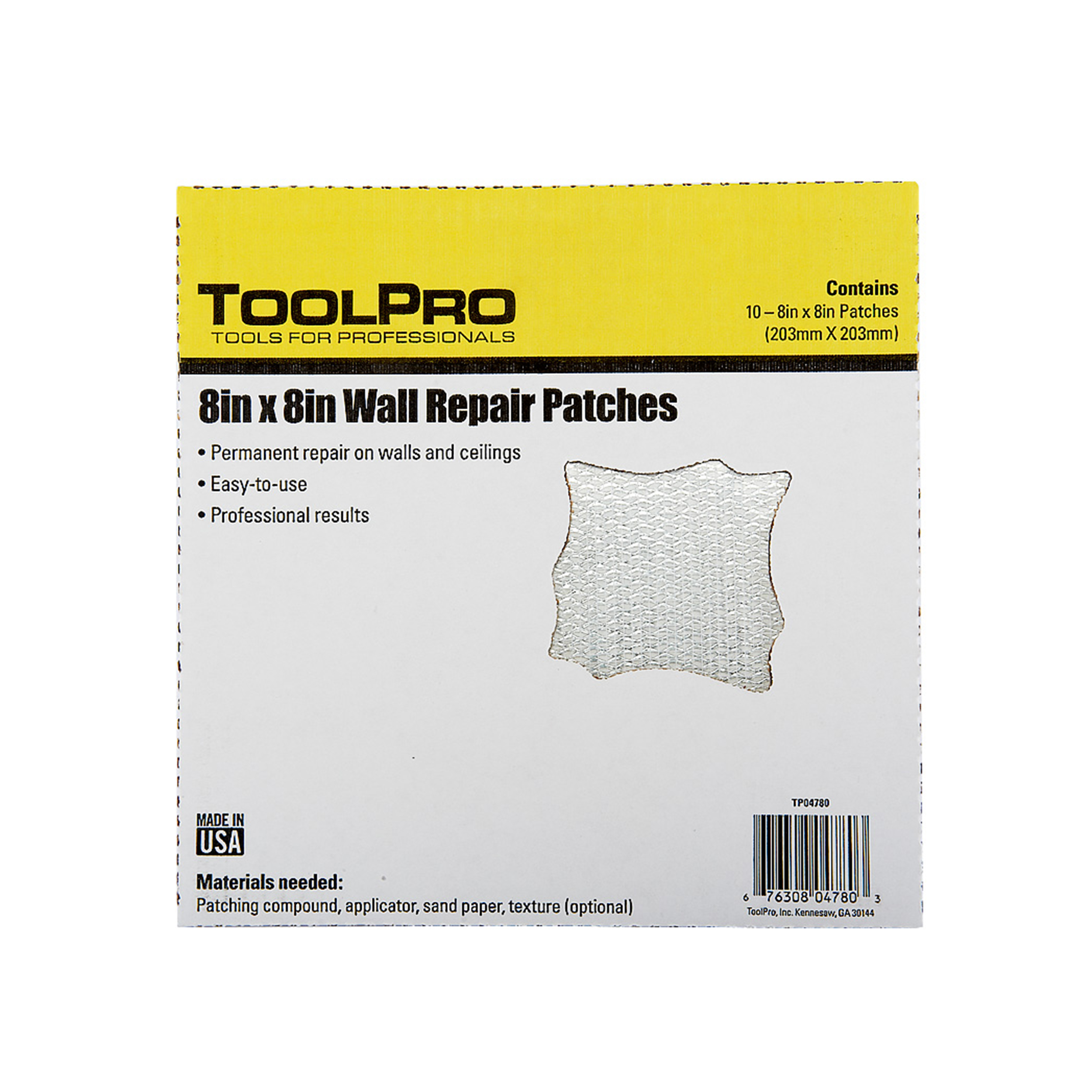 Drywall Patch, 8" X 8", 10-pack