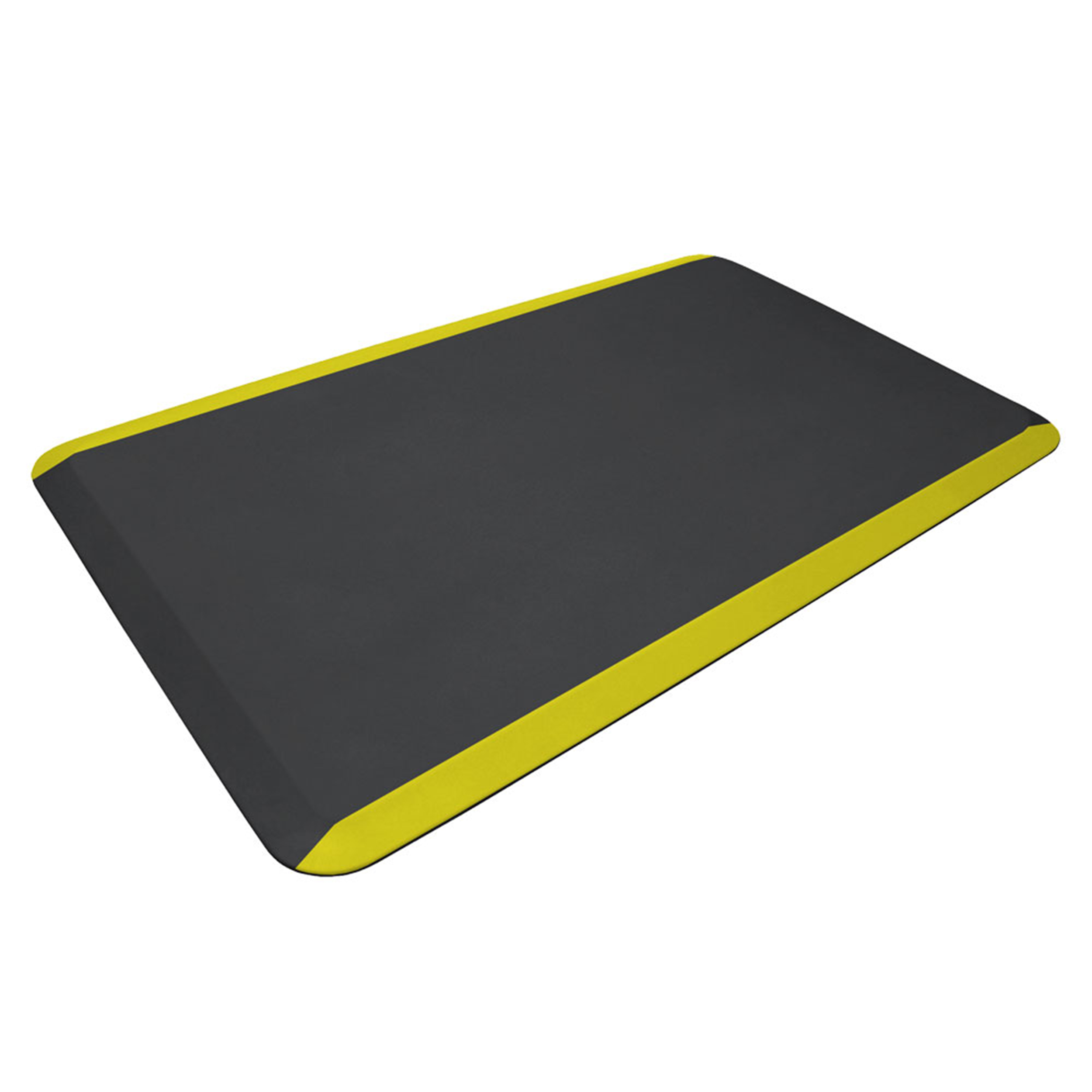 Eco-pro Commercial Mat, Black With Yellow Safety Stripe, 24" X 36"