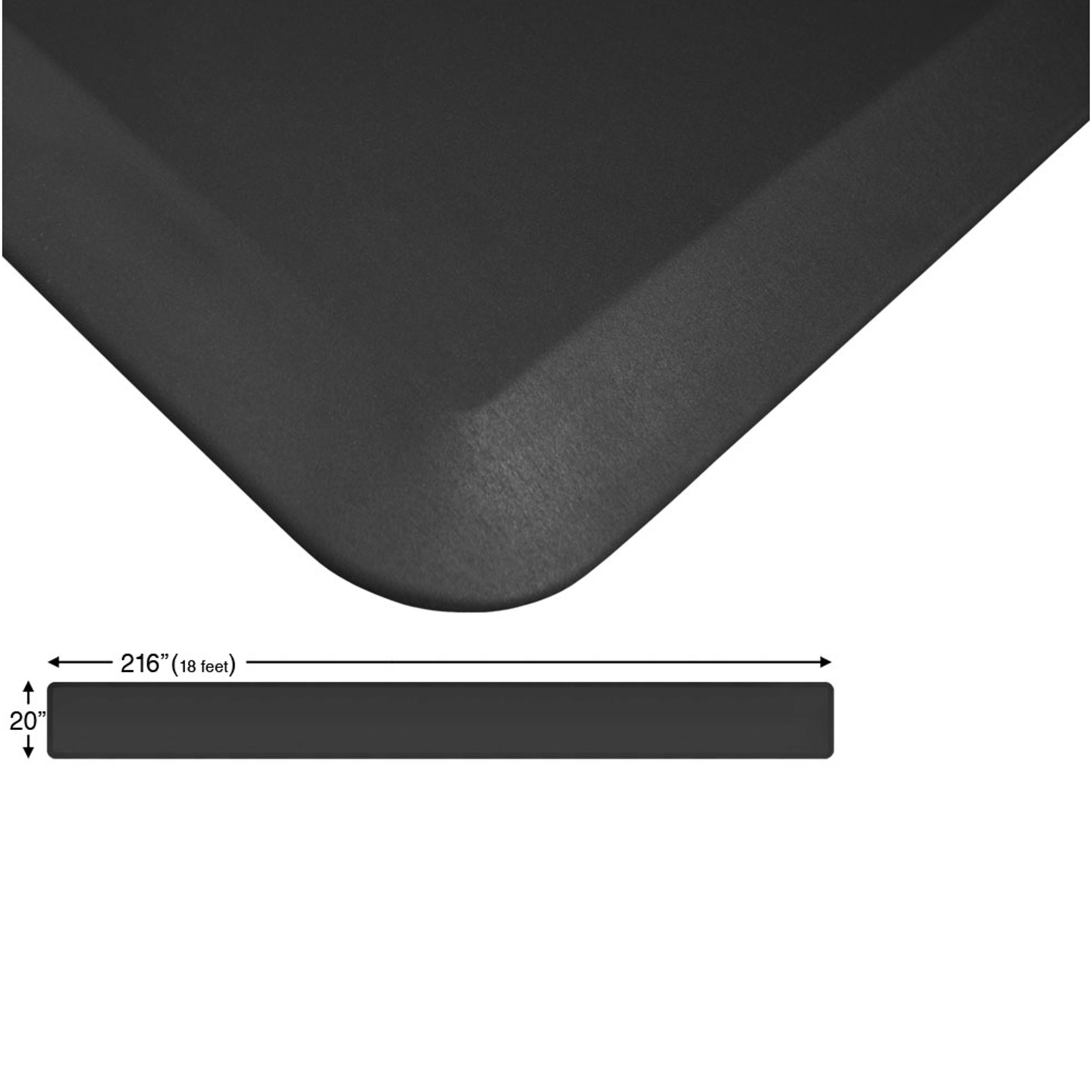 Eco-pro Continuous Comfort Mat, Black, 20" X 216"