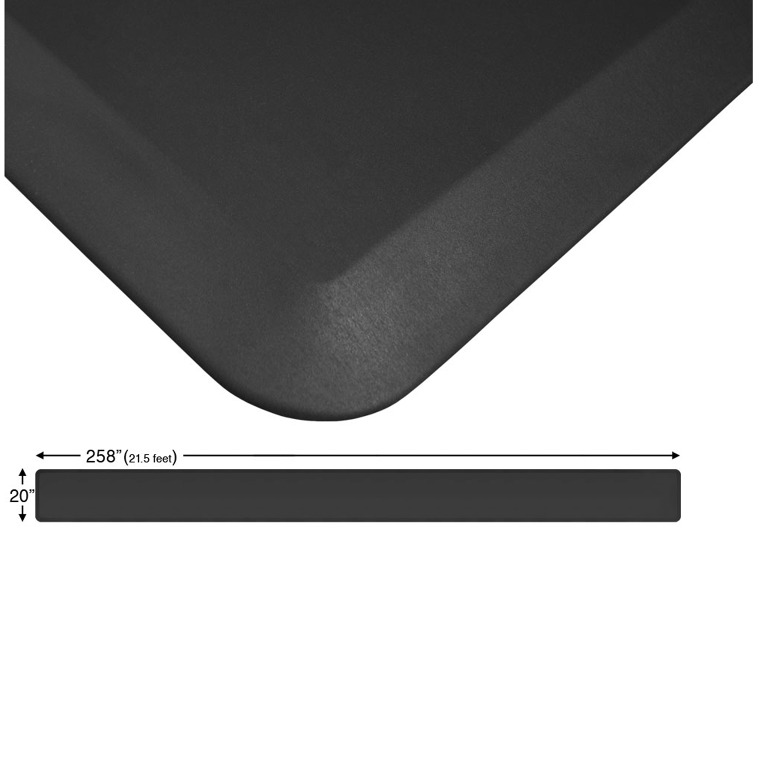 Eco-pro Continuous Comfort Mat, Black, 20" X 258"