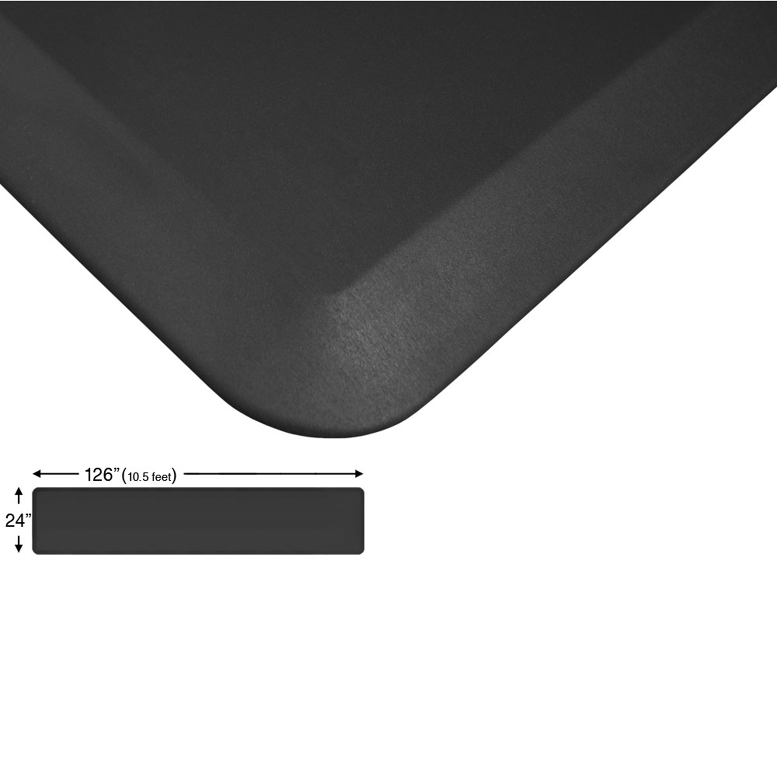 Eco-pro Continuous Comfort Mat, Black, 24" X 126"
