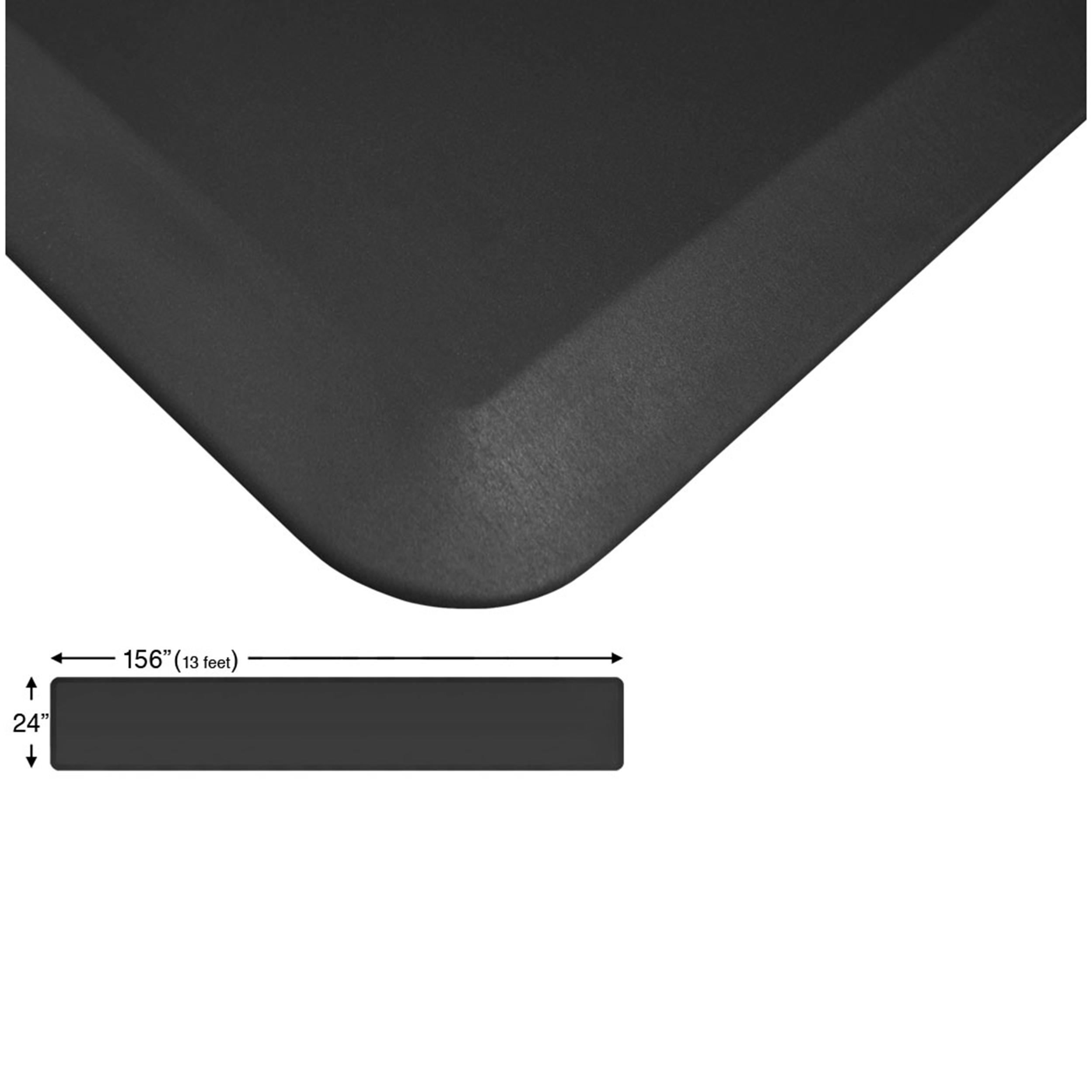 Eco-pro Continuous Comfort Mat, Black, 24" X 156"