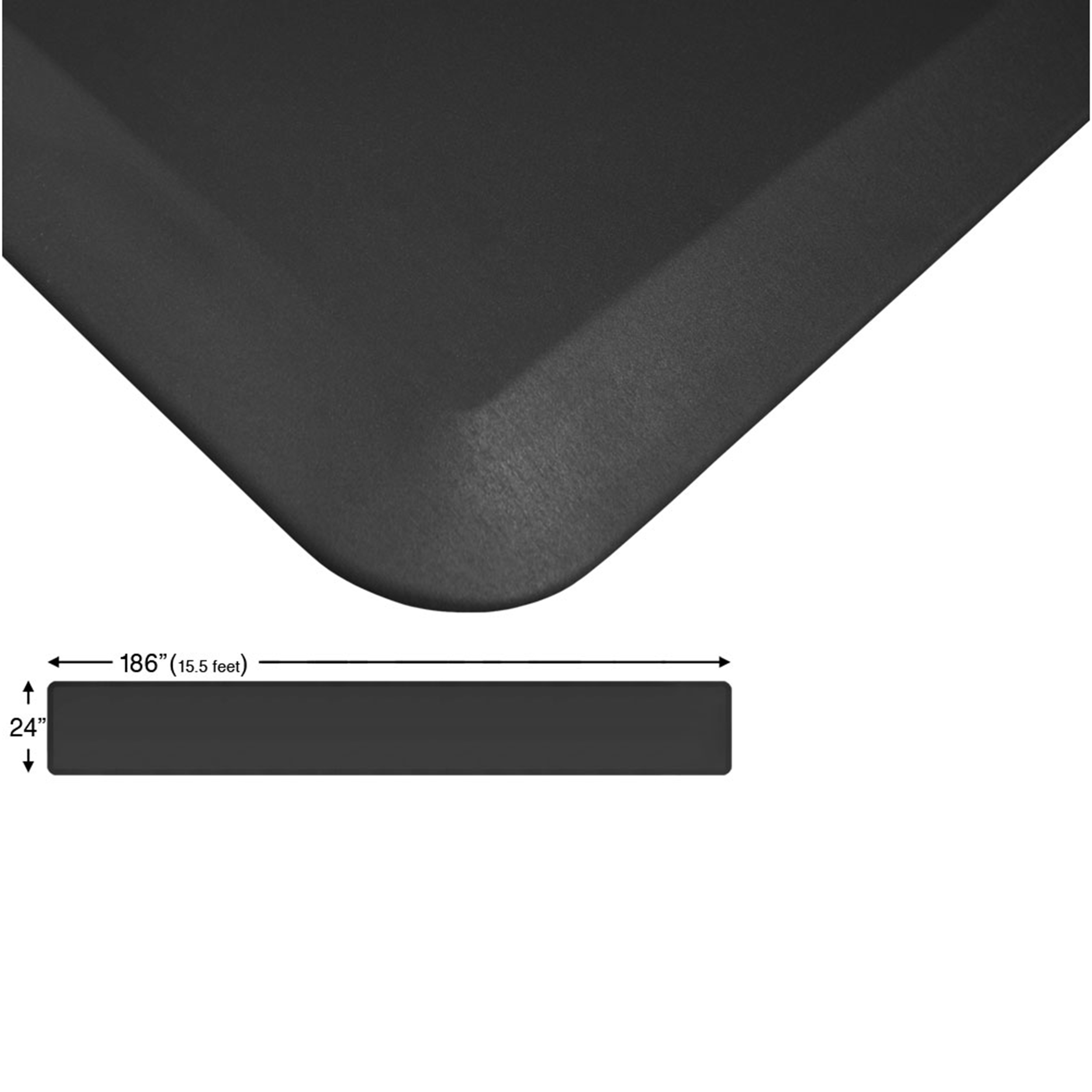 Eco-pro Continuous Comfort Mat, Black, 24" X 186"