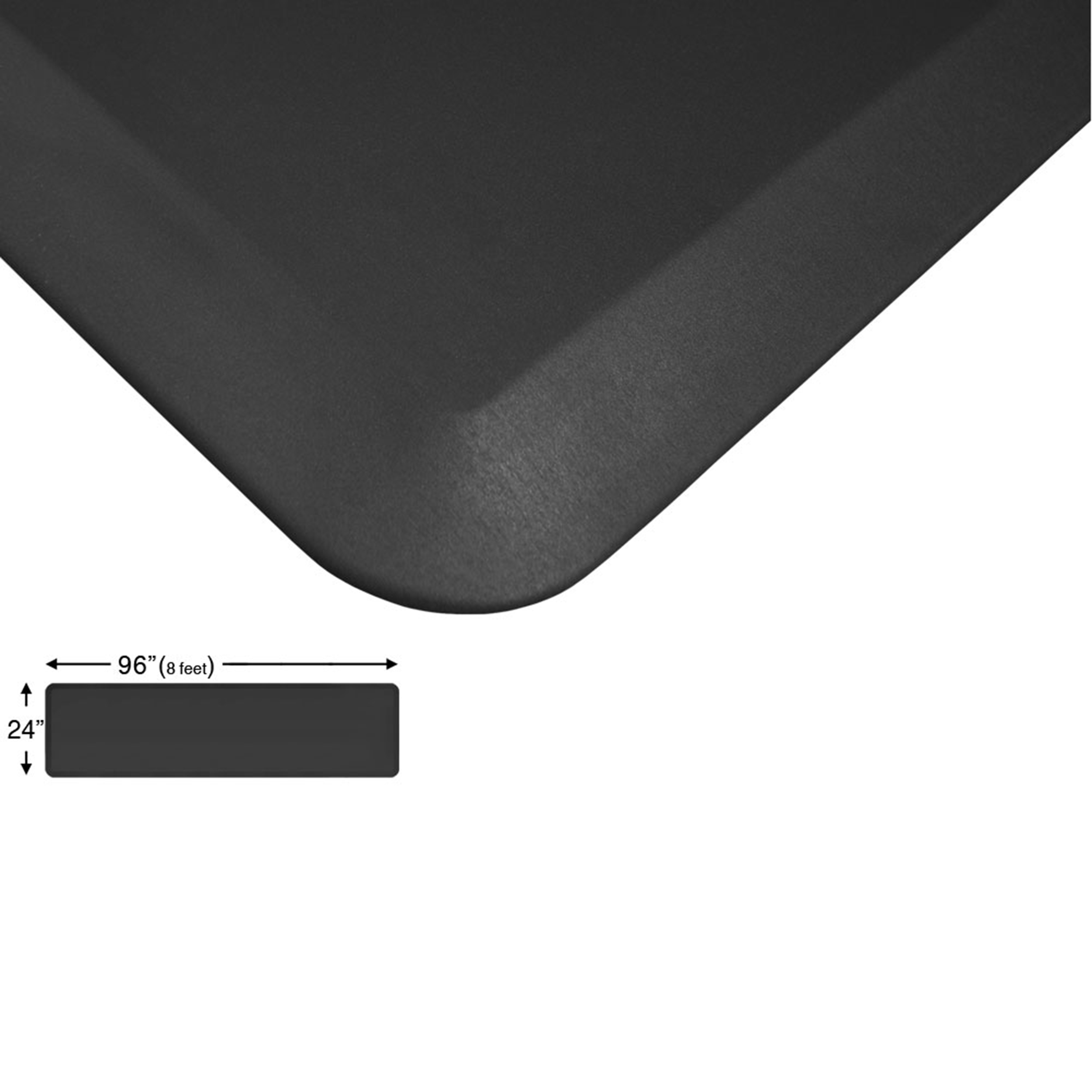 Eco-pro Continuous Comfort Mat, Black, 24" X 96"