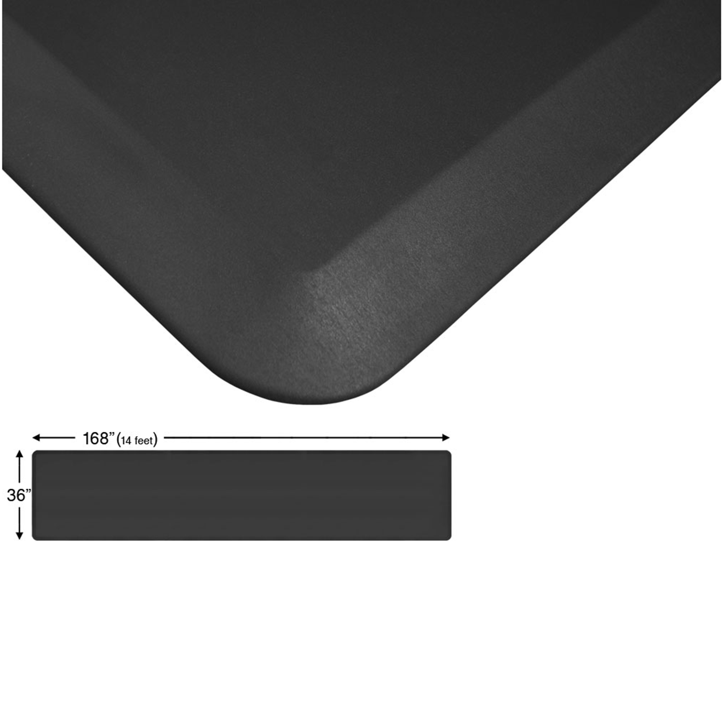 Eco-pro Continuous Comfort Mat, Black, 36" X 168"