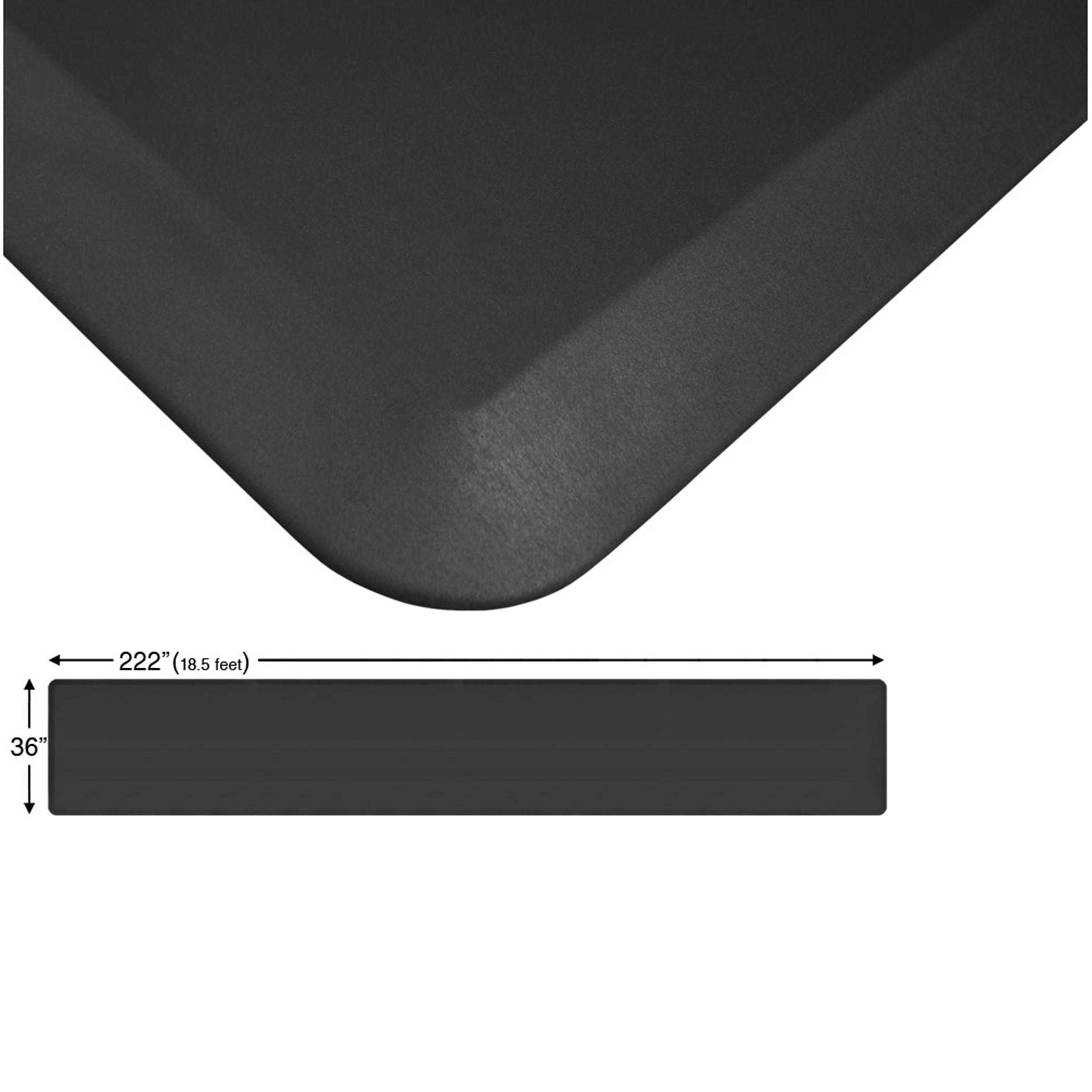 Eco-pro Continuous Comfort Mat, Black, 36" X 222"
