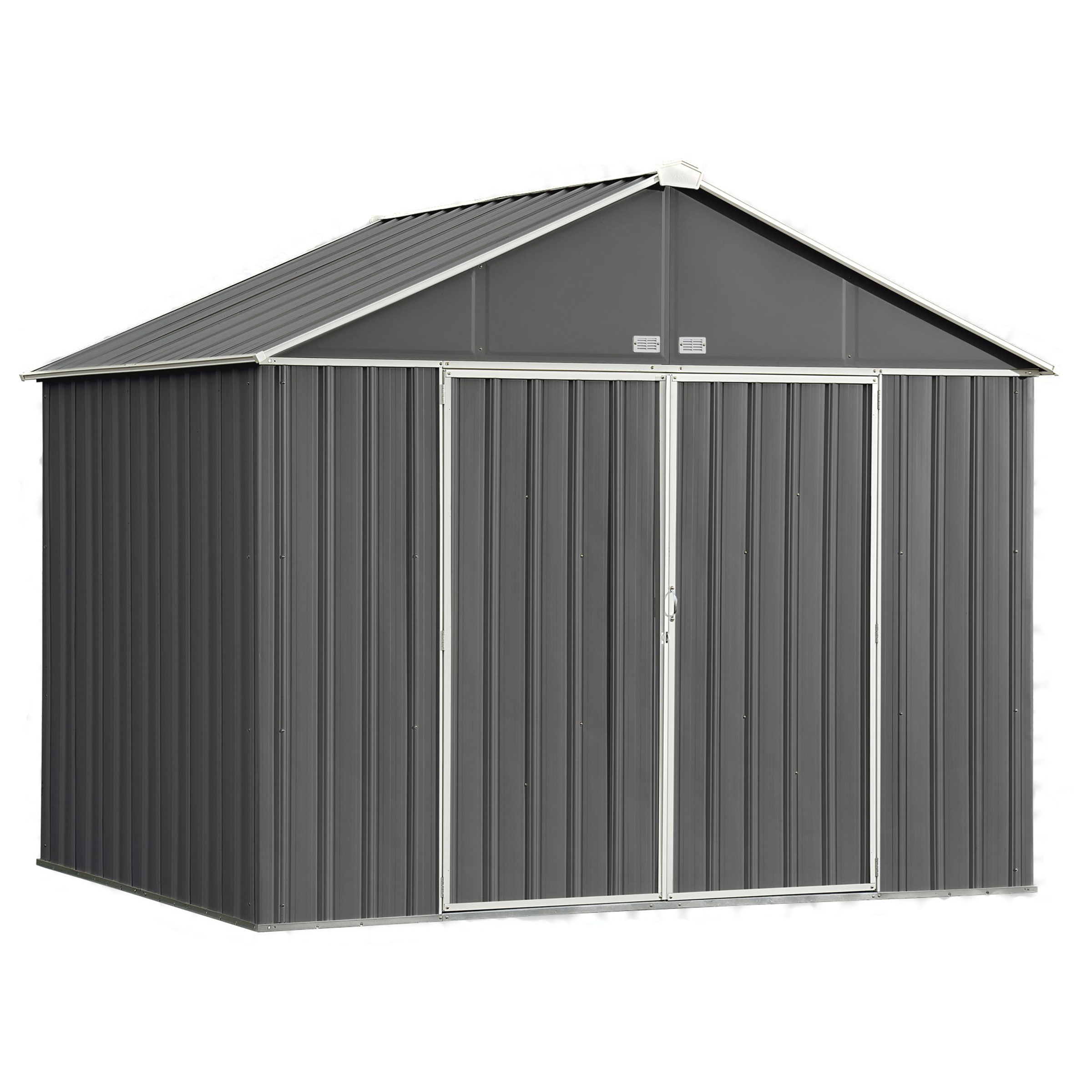 Ezee Shed , 10x8, Extra High Gable, 72 In Walls, Charcoal & Cream