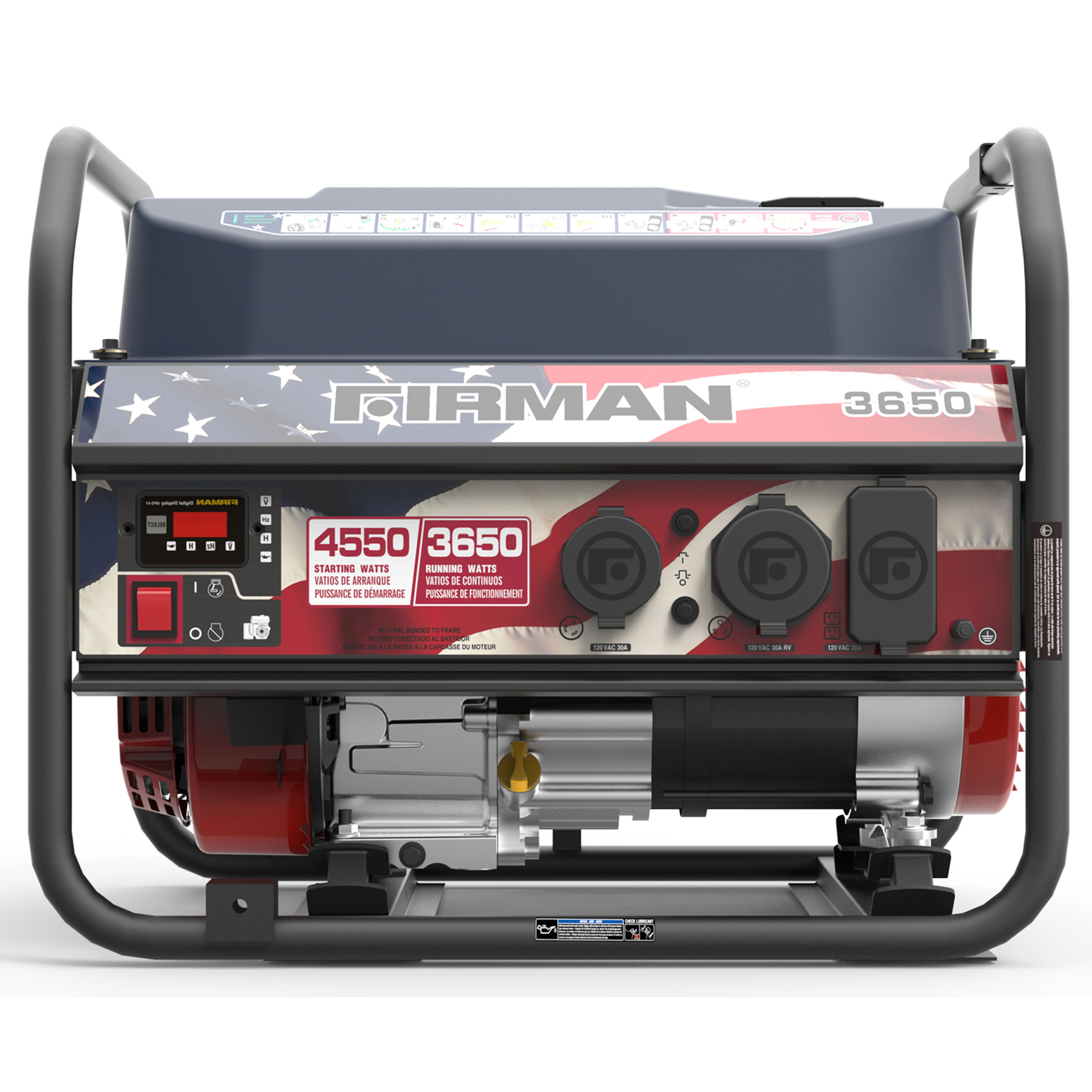 P03611 Gas Powered 3650/4550 Watt Portable Generator- Red, White, And Blue Edition