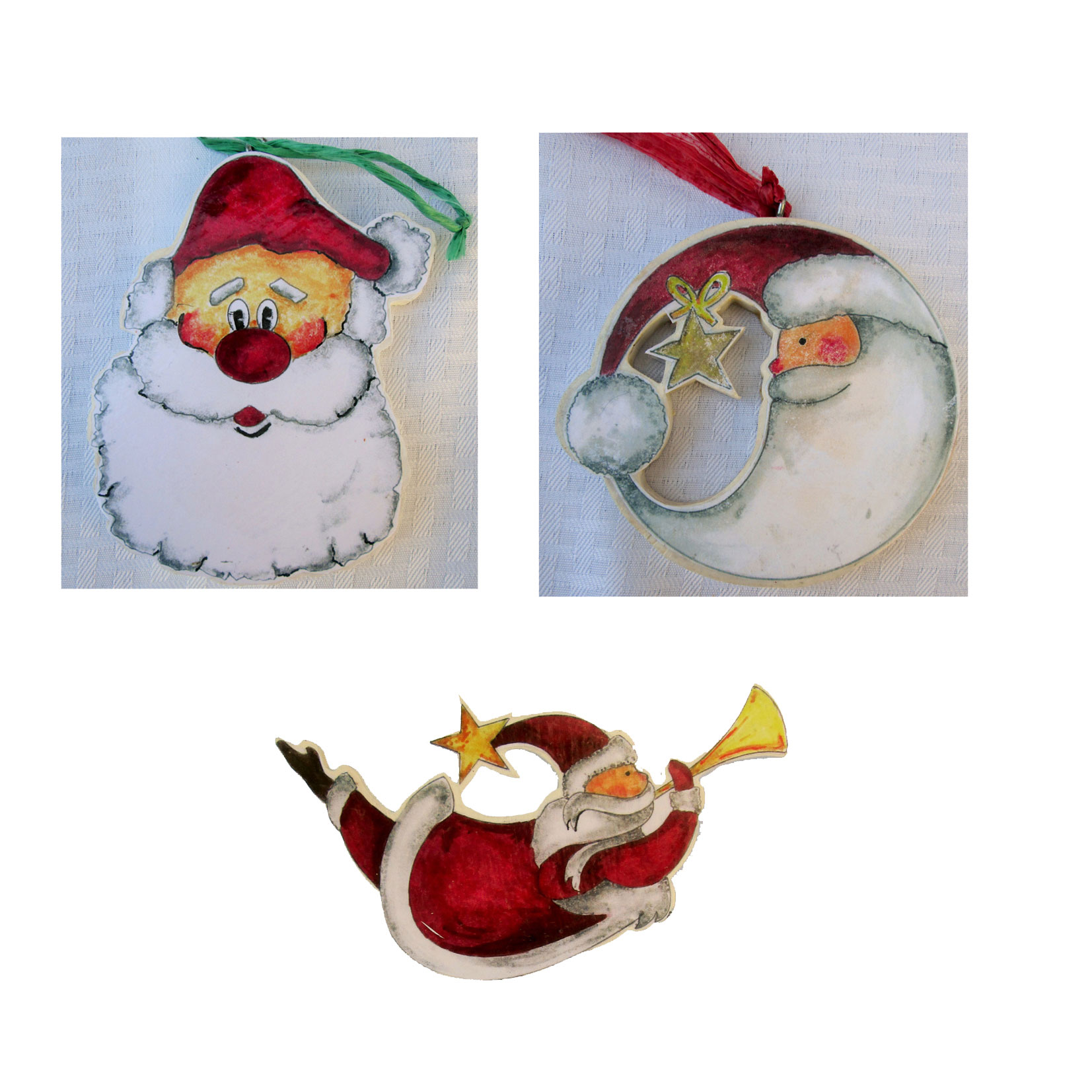Three Santa Face Woodworking Pattern And Picture