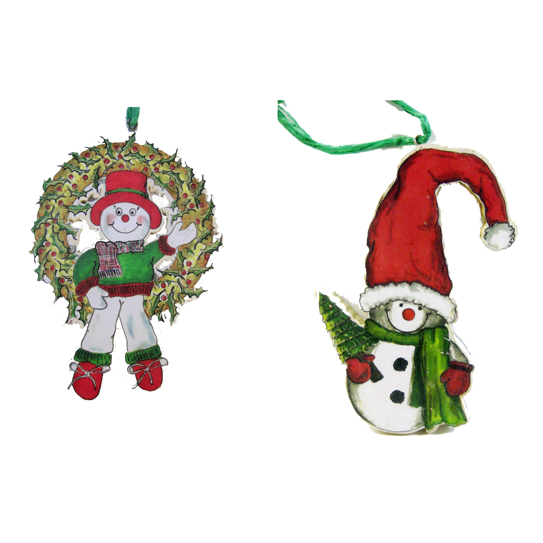 Wreath & Snowman Ornaments Woodworking Pattern And Picture