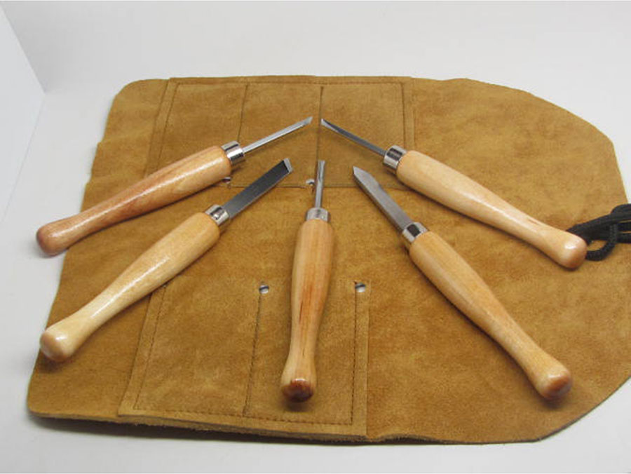 5pc Mini Lathe Woodturning Tools W/tool Roll
