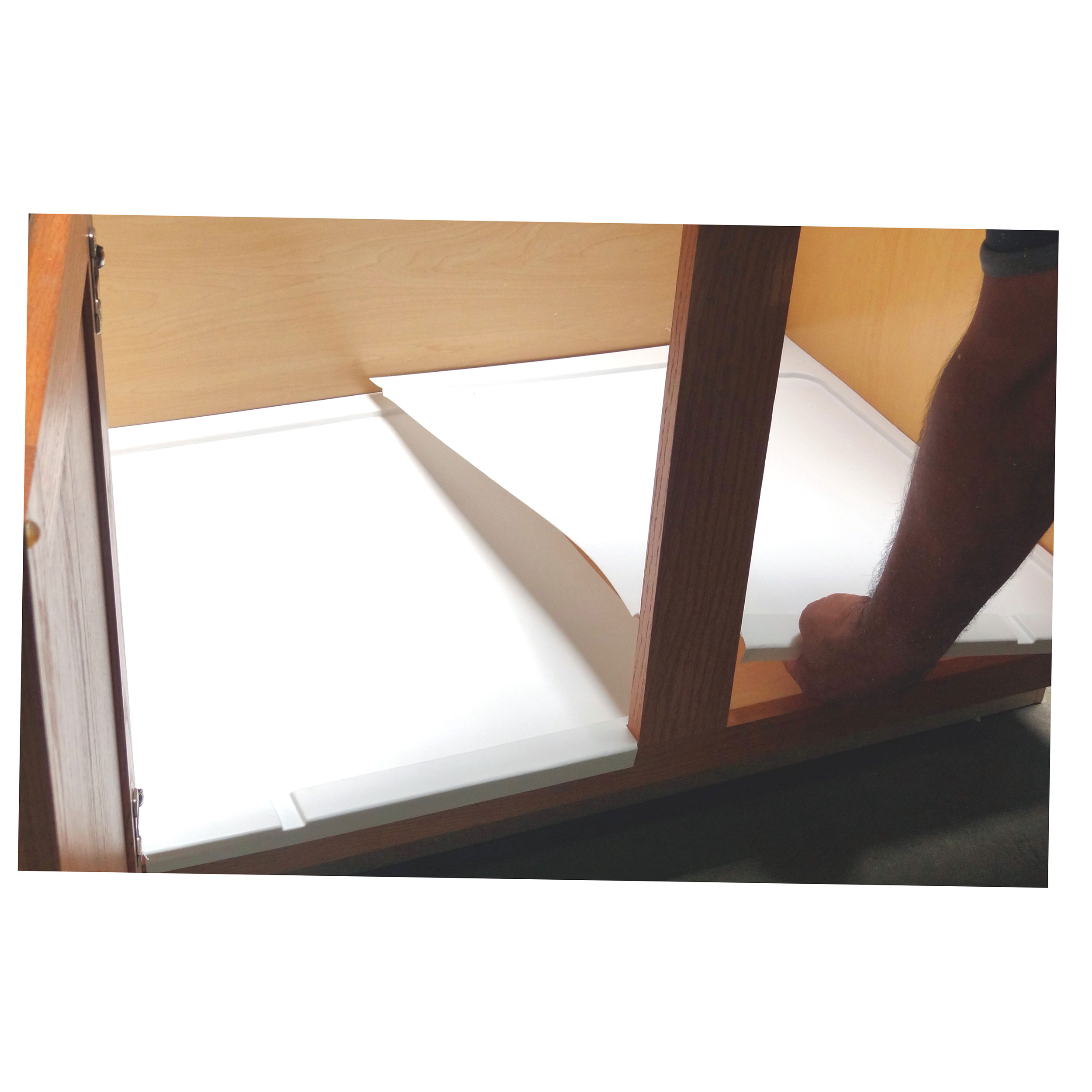 Trimmable Under Sink Tray For Base Cabinets From 39 To 55 Inches