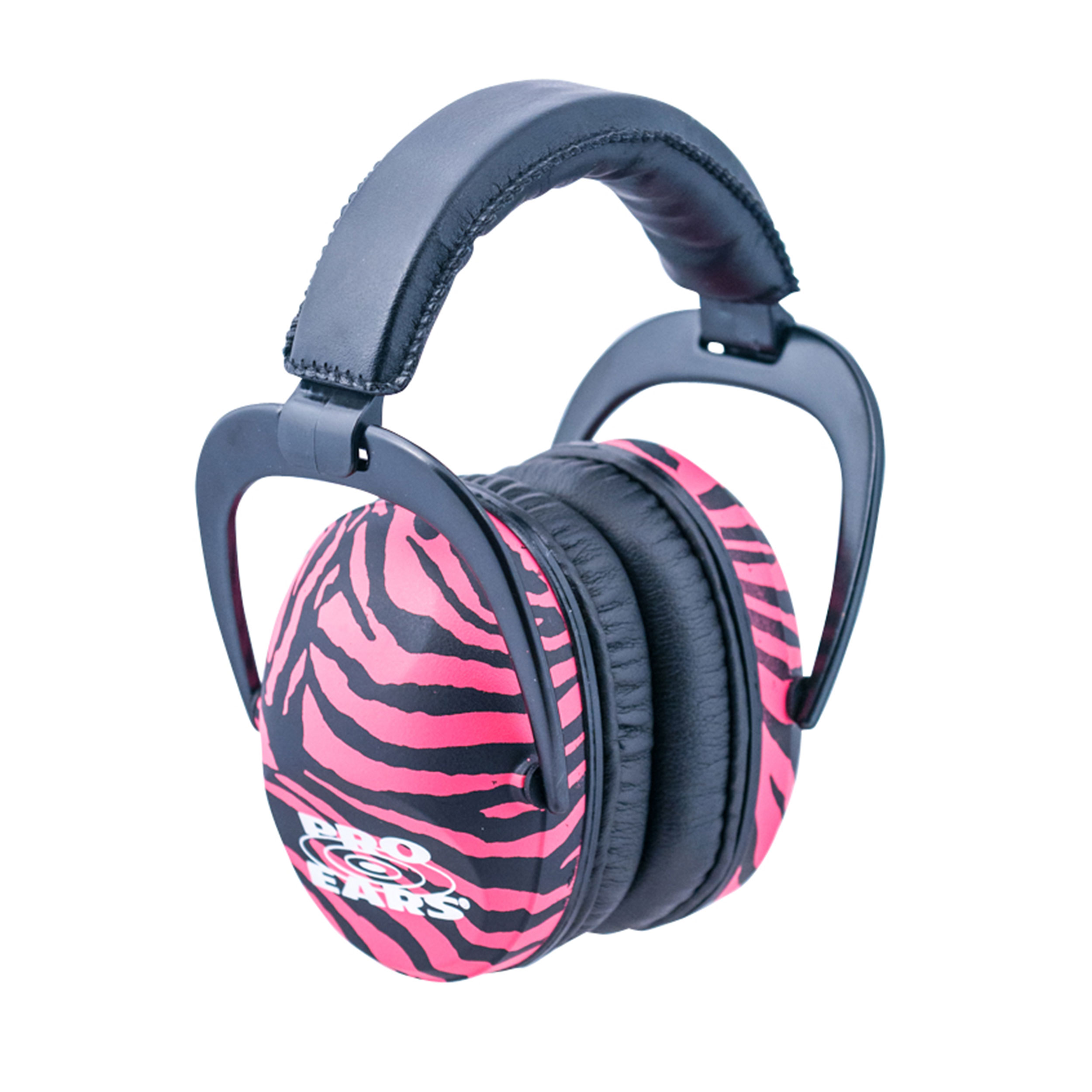 product: Pro Ears Ultra Sleek Pink Zebra shown