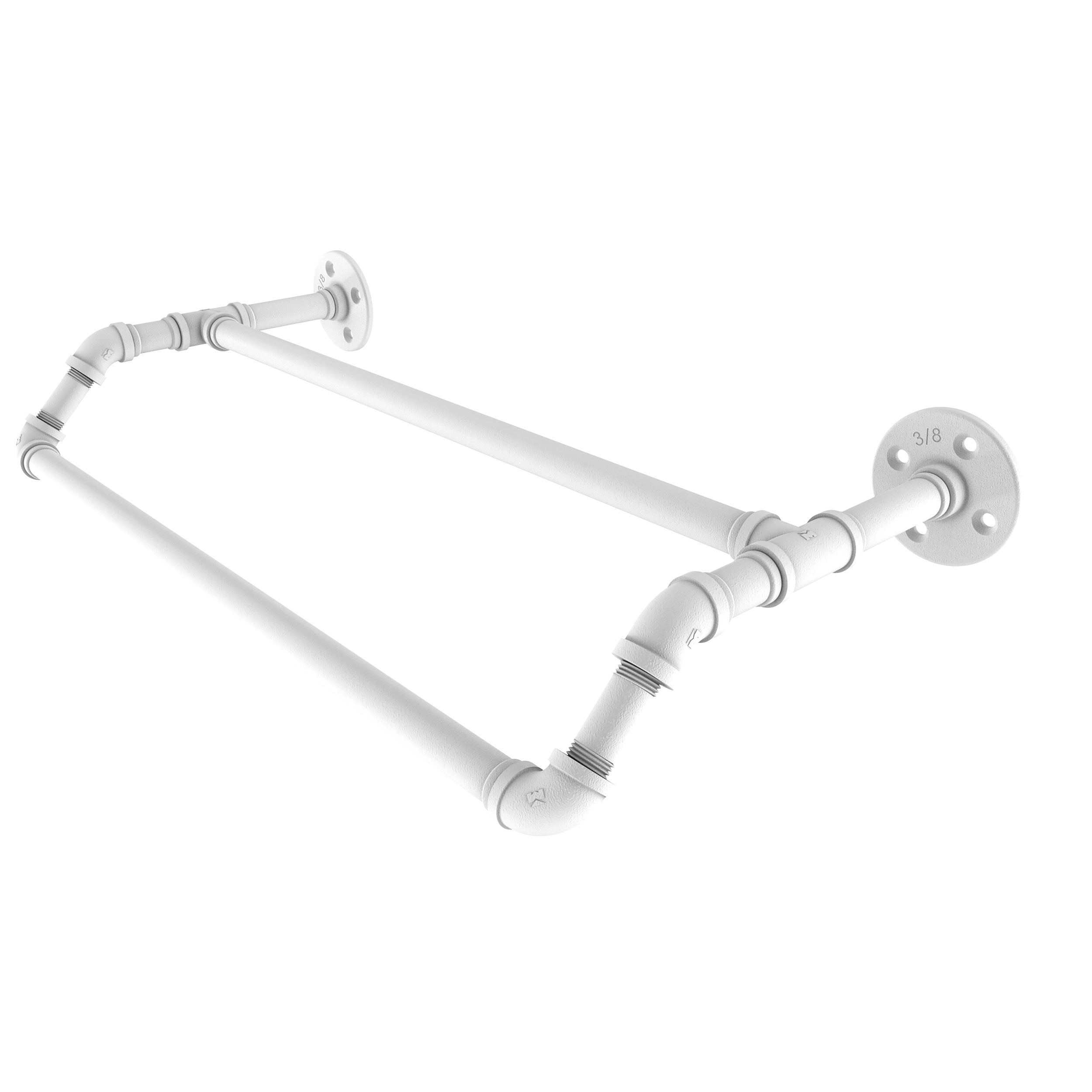 18" Double Towel Bar, Matt White Finish