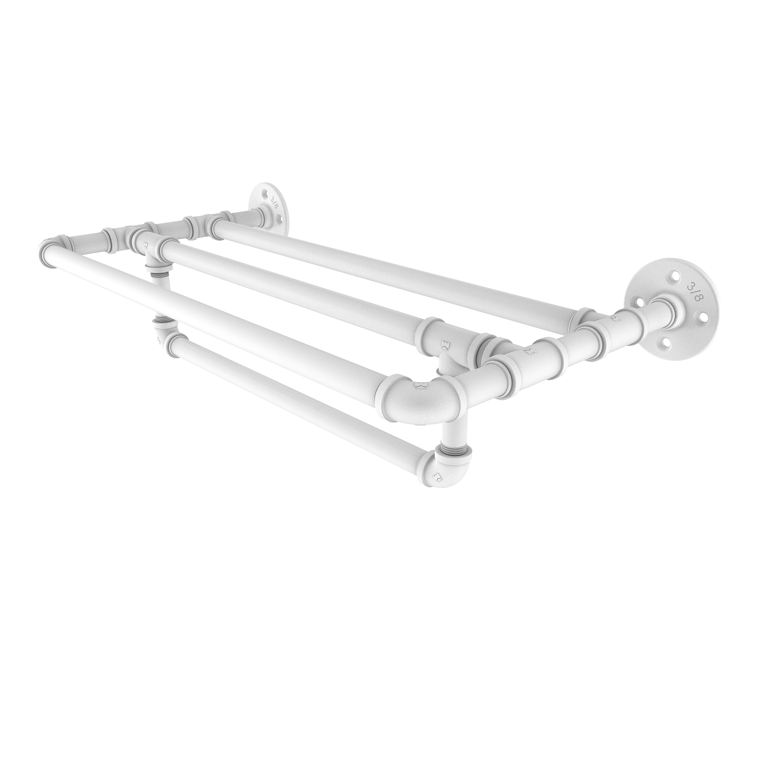 18" Wall Mounted Towel Shelf With Towel Bar, Matt White Finish