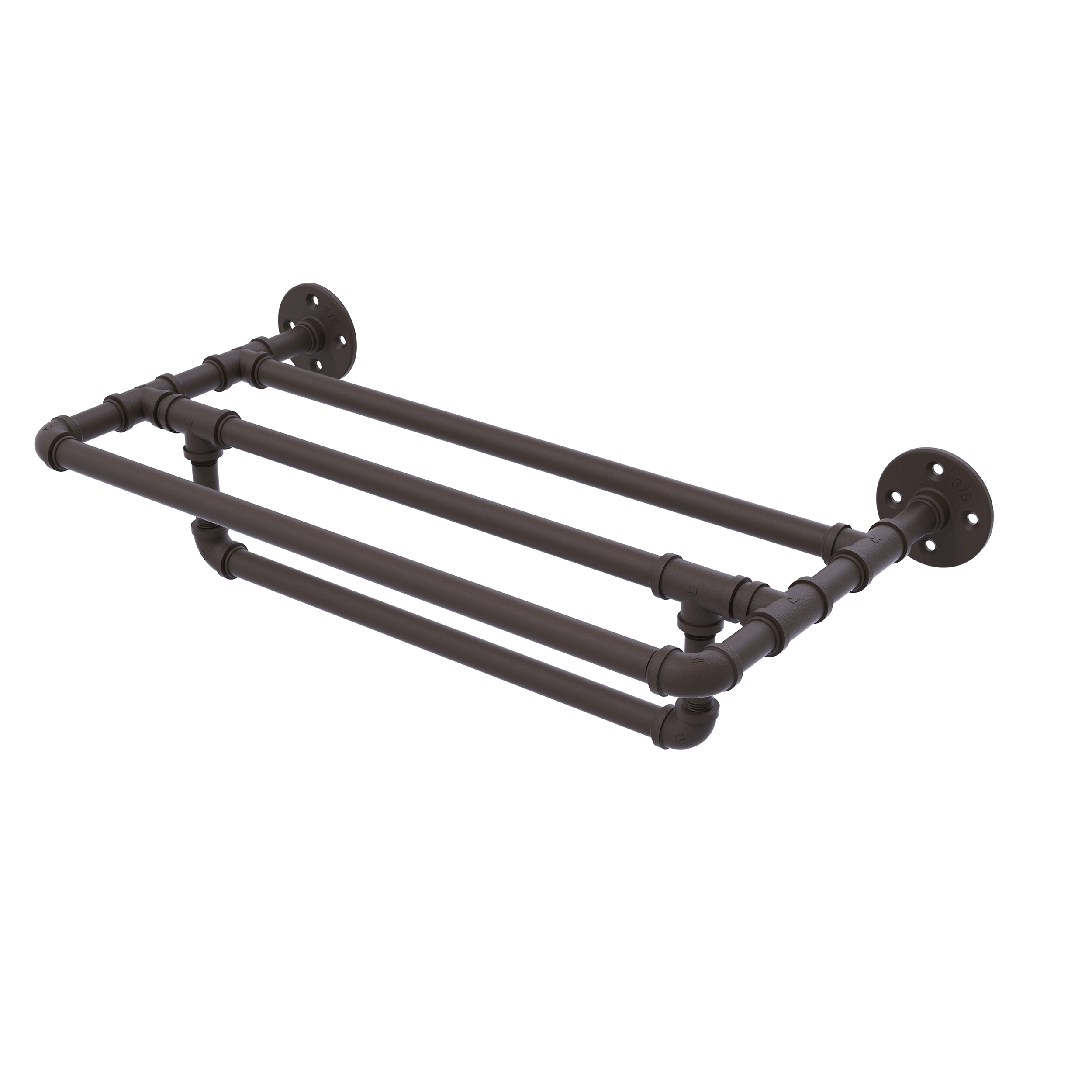 24" Wall Mounted Towel Shelf With Towel Bar, Oil Rubbed Bronze Finish