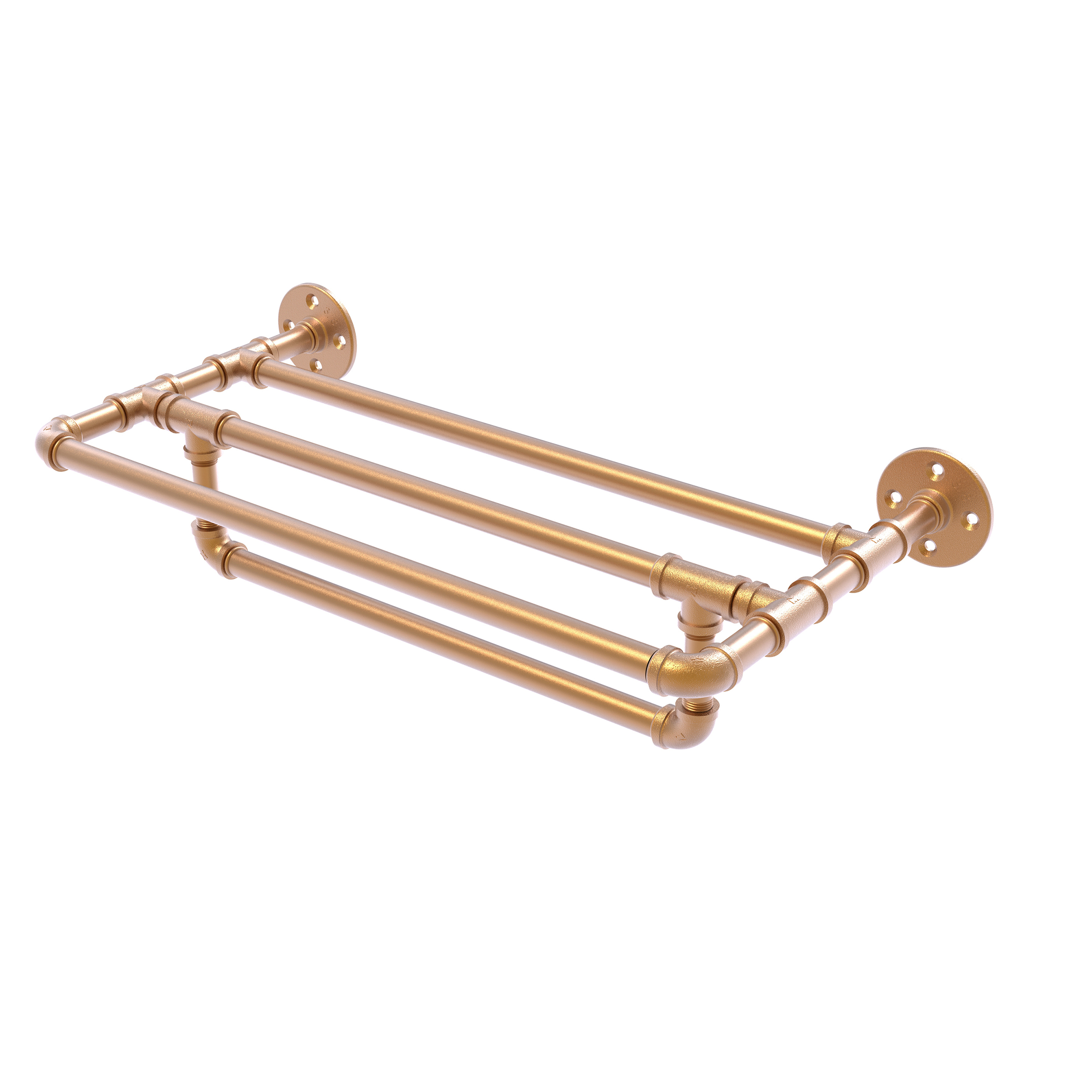 36" Wall Mounted Towel Shelf With Towel Bar, Brushed Bronze Finish