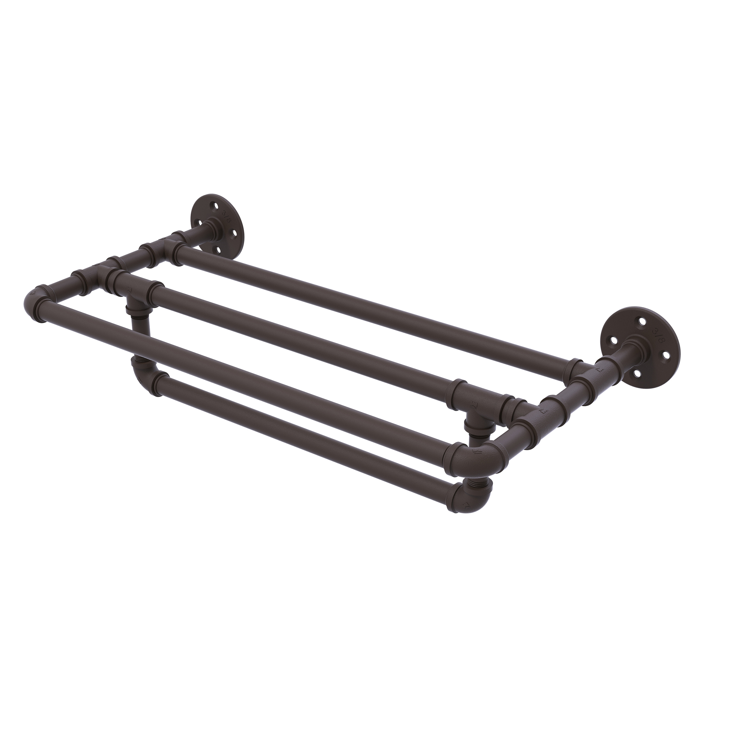 36" Wall Mounted Towel Shelf With Towel Bar, Oil Rubbed Bronze Finish