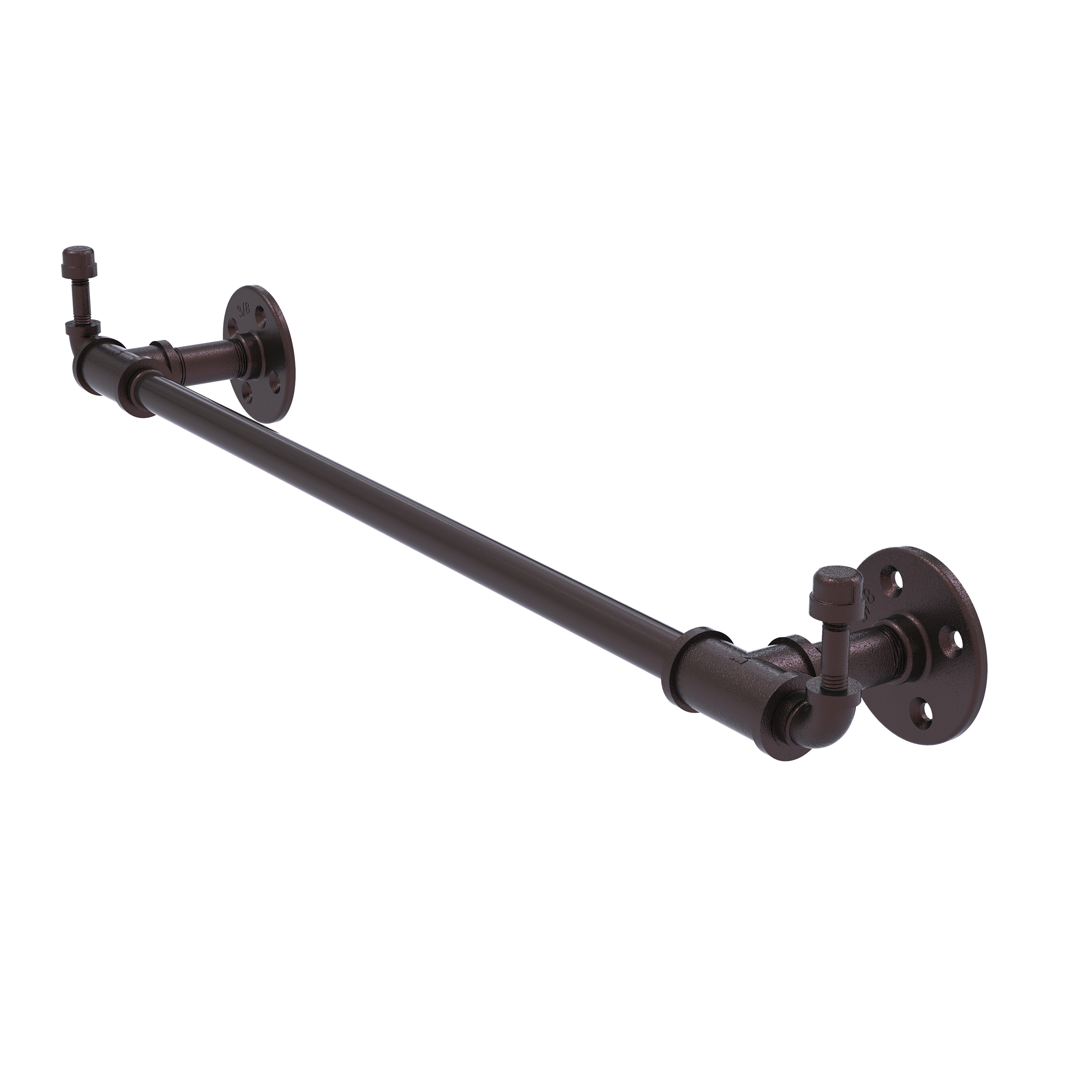 18" Towel Bar With Integrated Hooks, Antique Bronze Finish