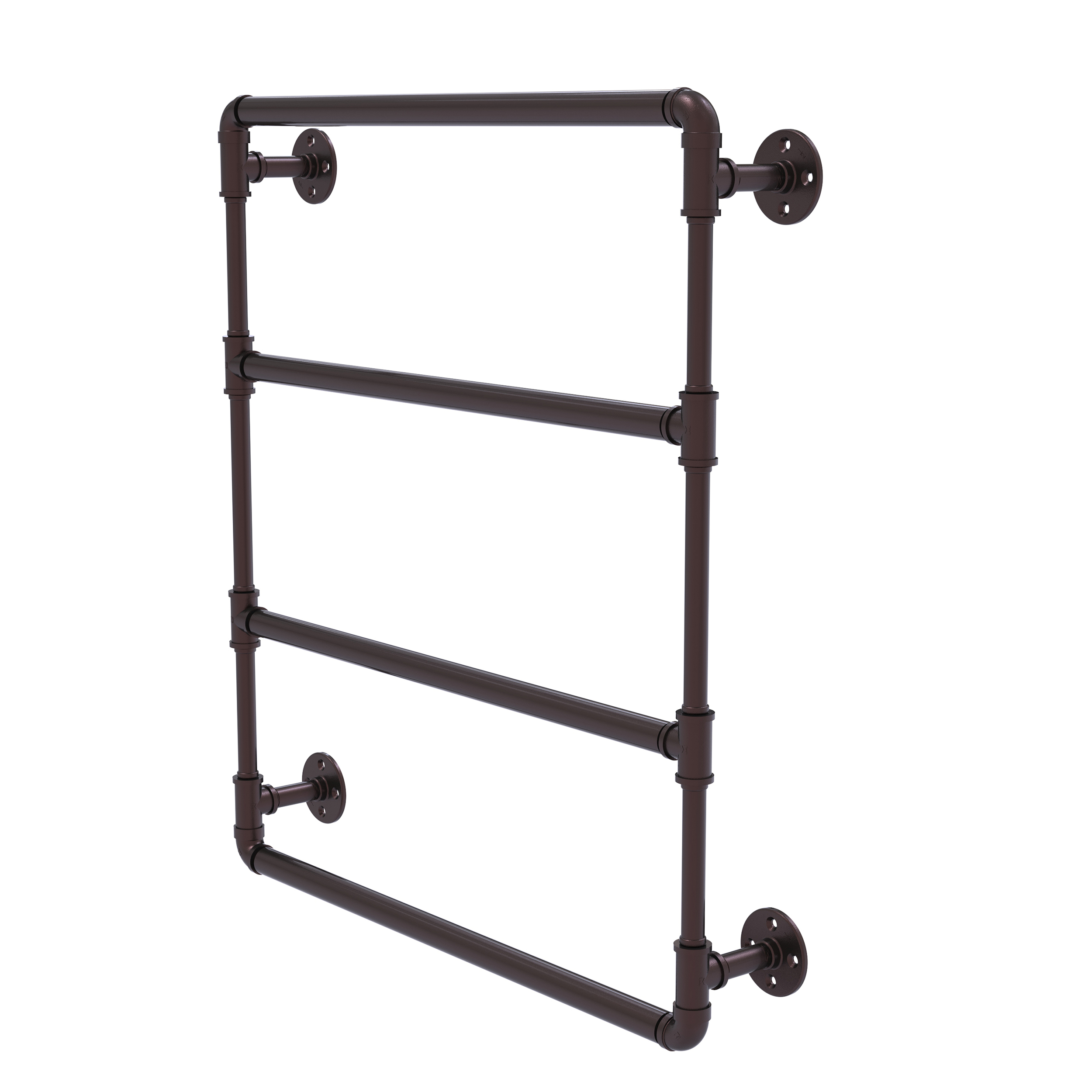 30" Wall Mounted Ladder Towel Bar, Antique Bronze Finish