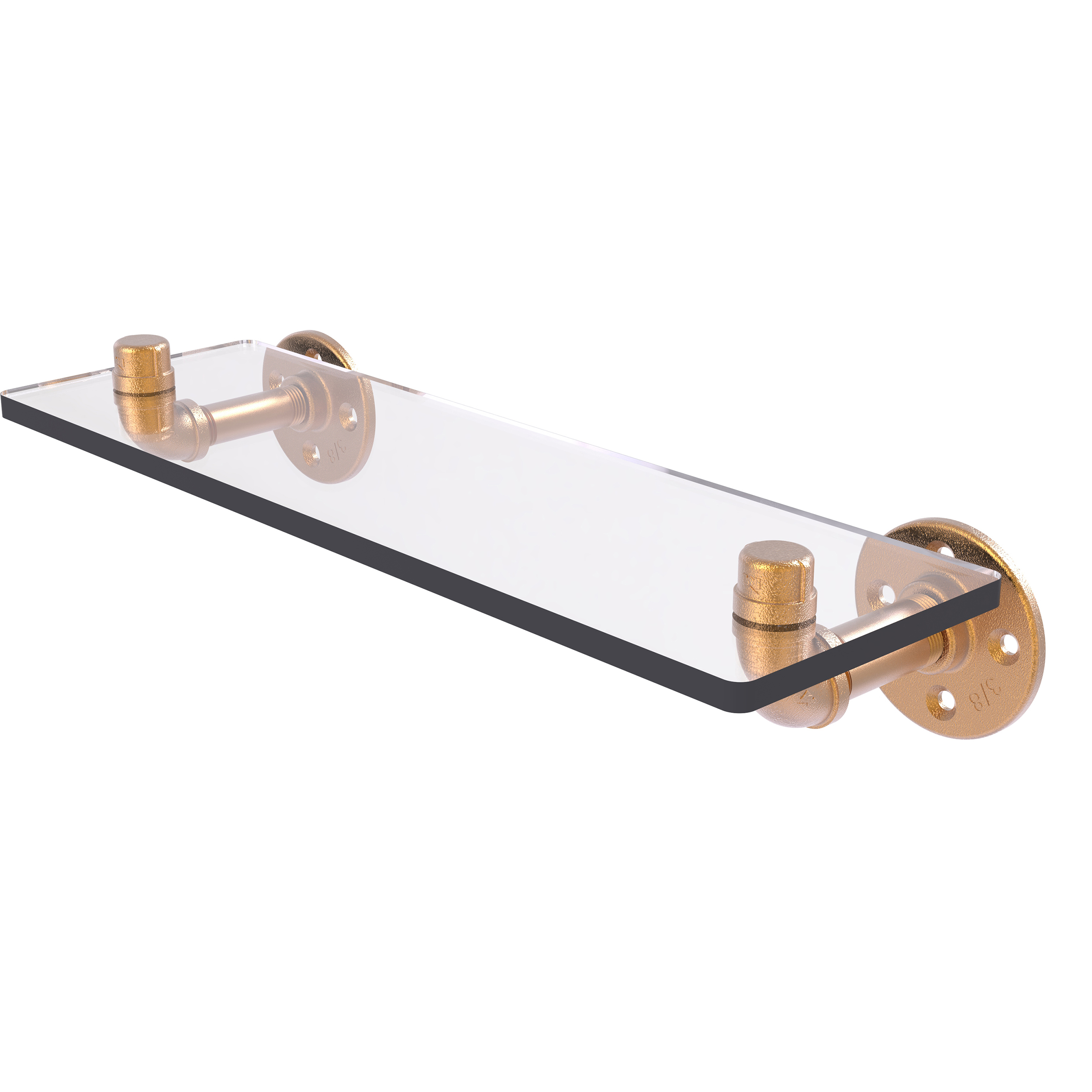 16" Glass Shelf, Brushed Bronze Finish