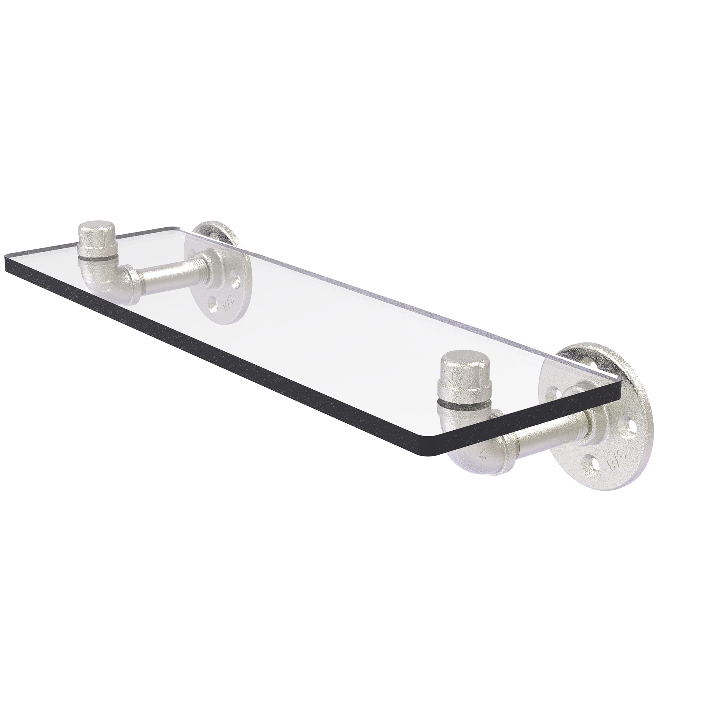 16" Glass Shelf, Satin Nickel Finish