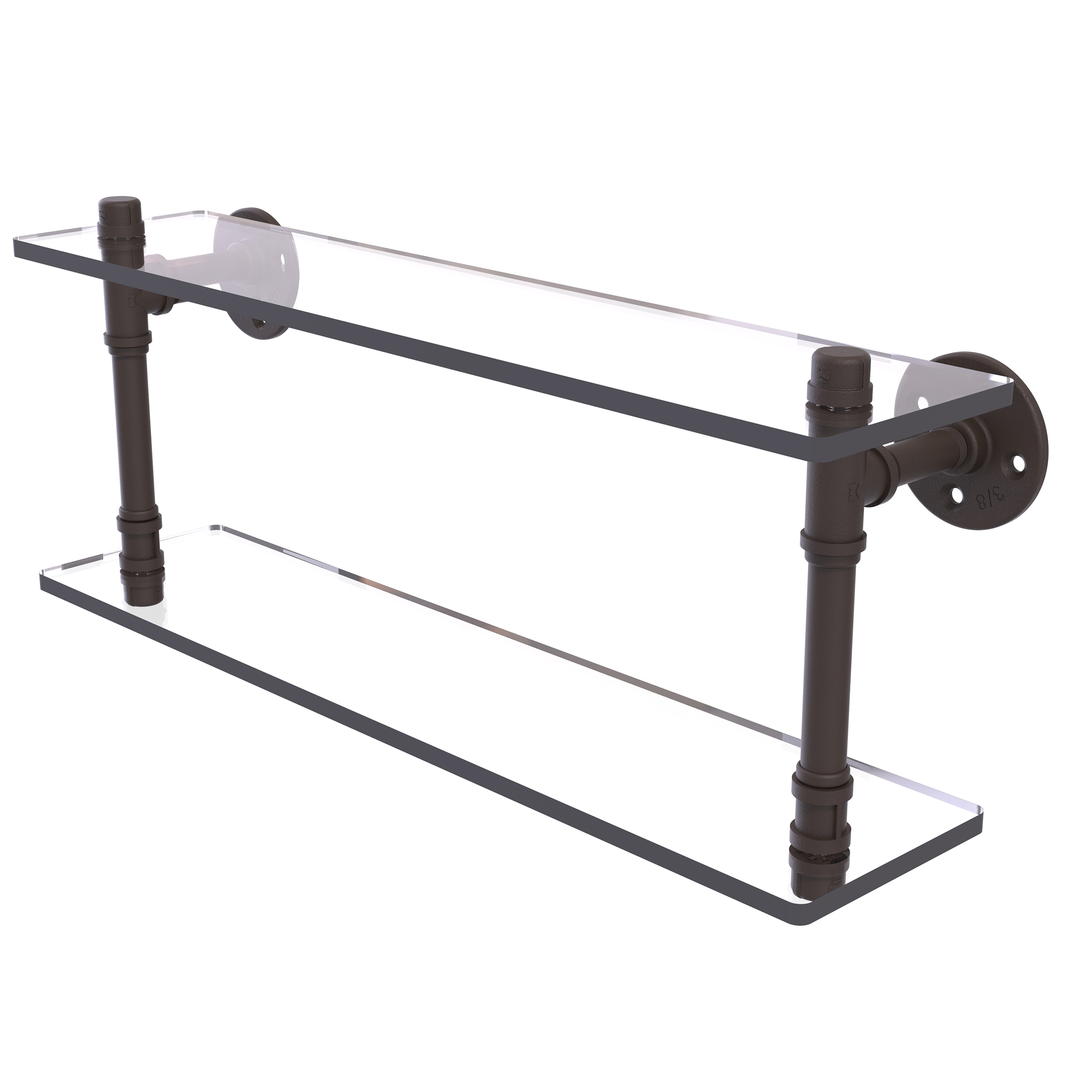 22" Double Glass Shelf, Oil Rubbed Bronze Finish