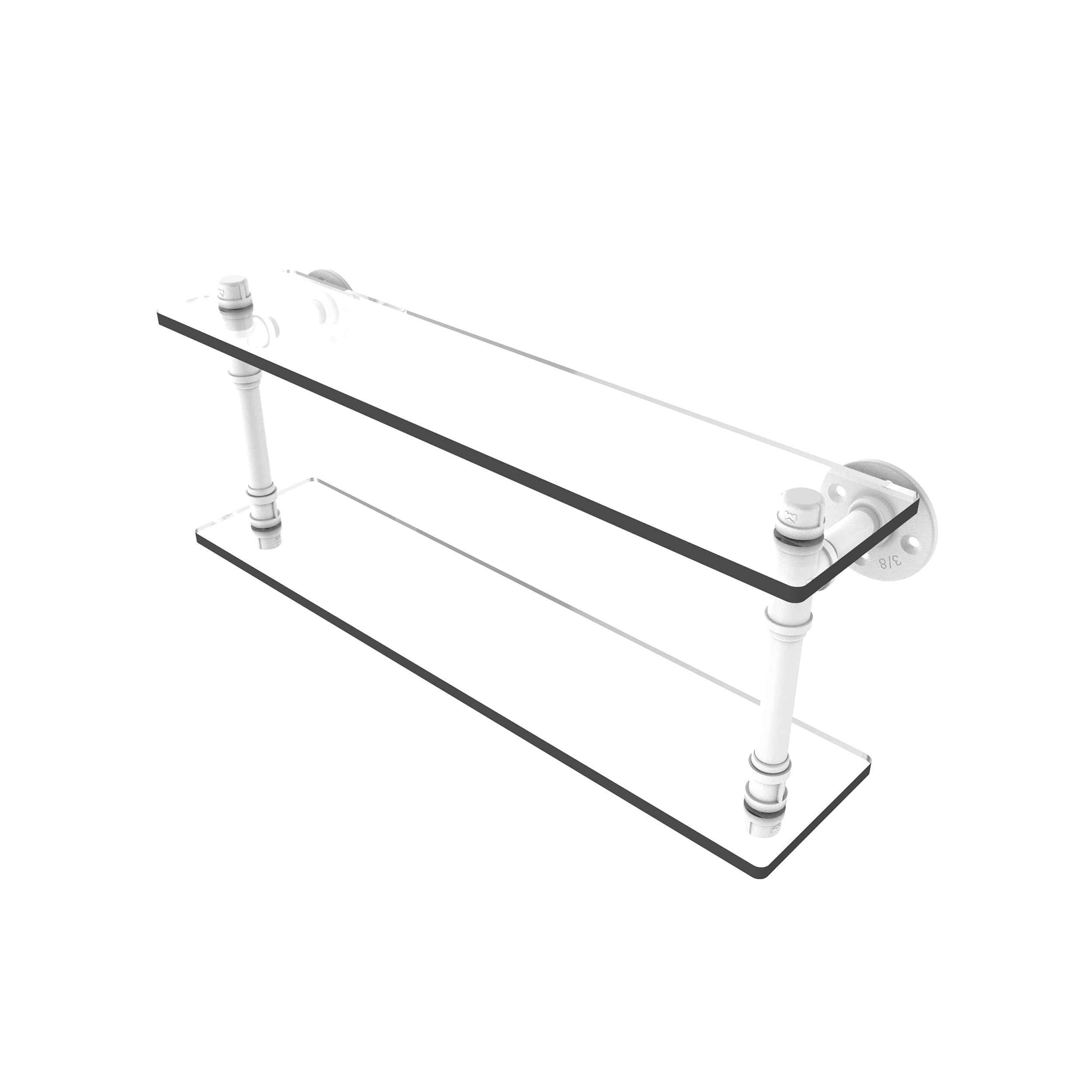 22" Double Glass Shelf, Matt White Finish