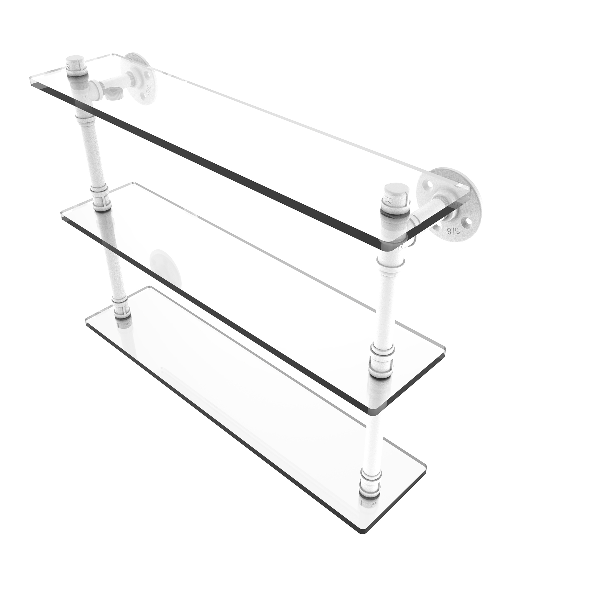 22" Triple Glass Shelf, Matt White Finish