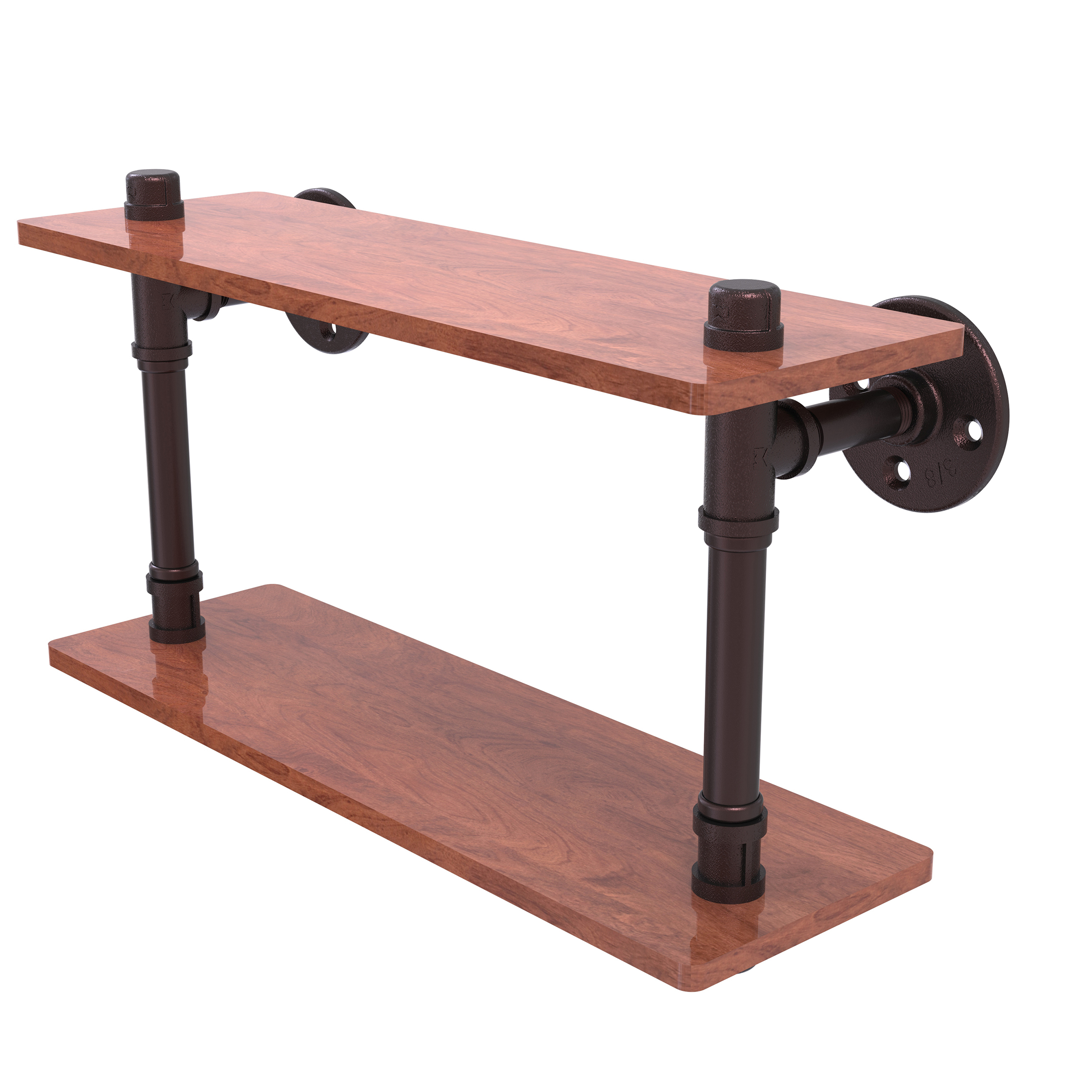 16" Ironwood Double Shelf, Antique Bronze Finish