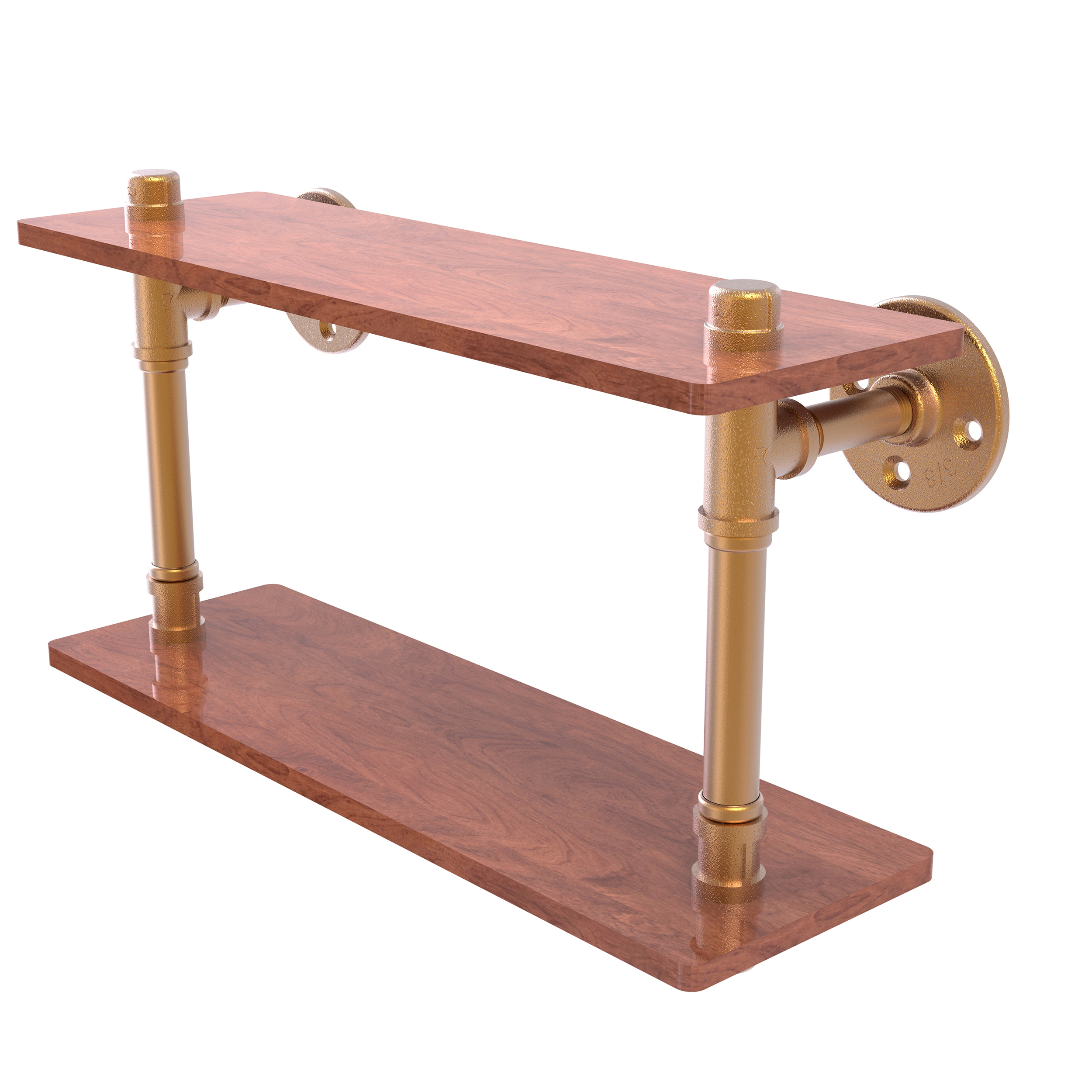 16" Ironwood Double Shelf, Brushed Bronze Finish