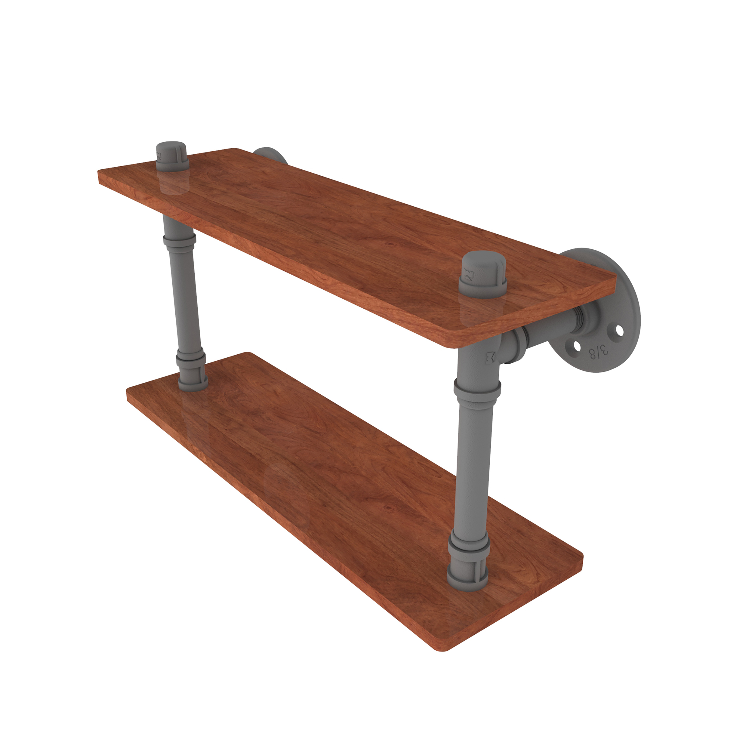 16" Ironwood Double Shelf, Matt Gray Finish