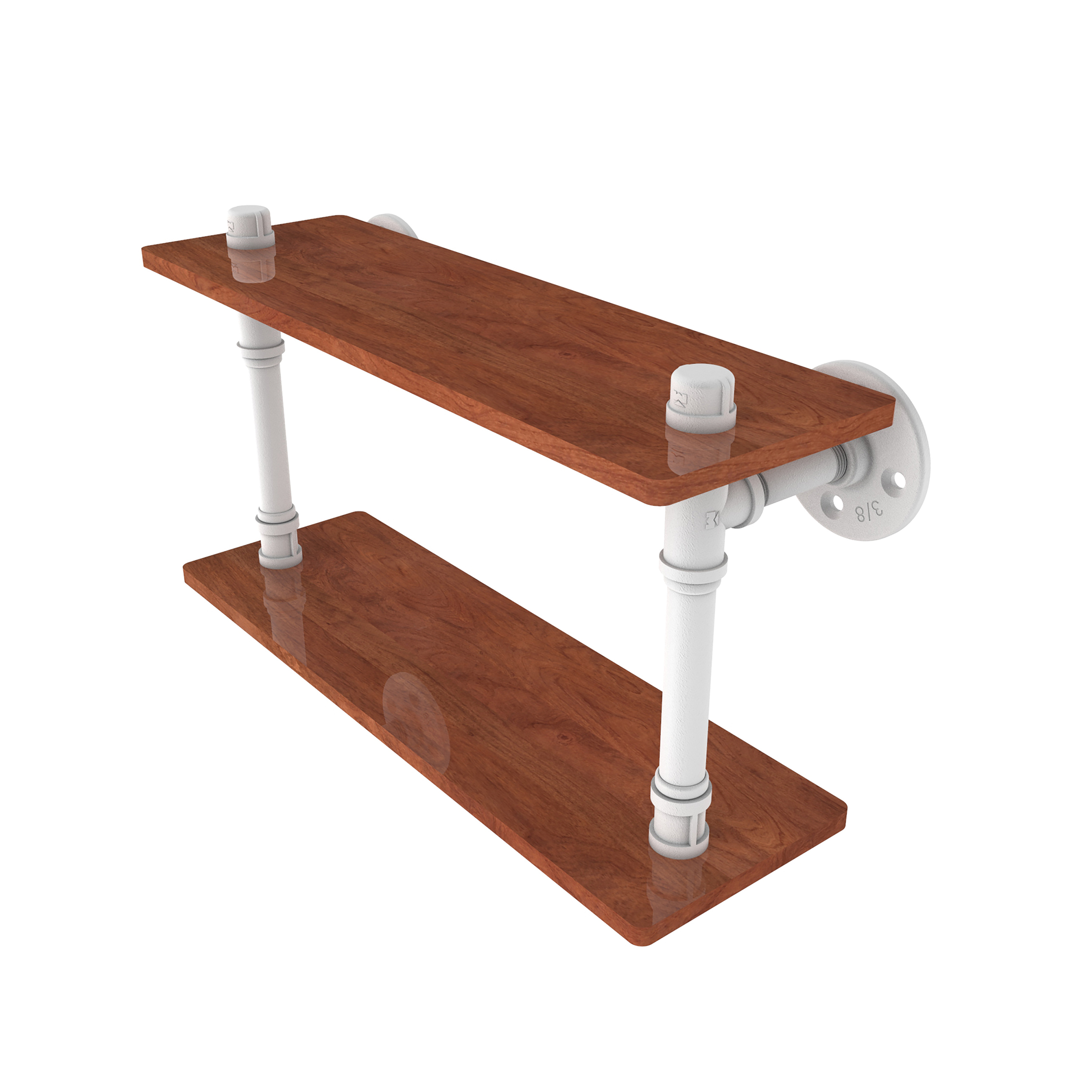 16" Ironwood Double Shelf, Matt White Finish