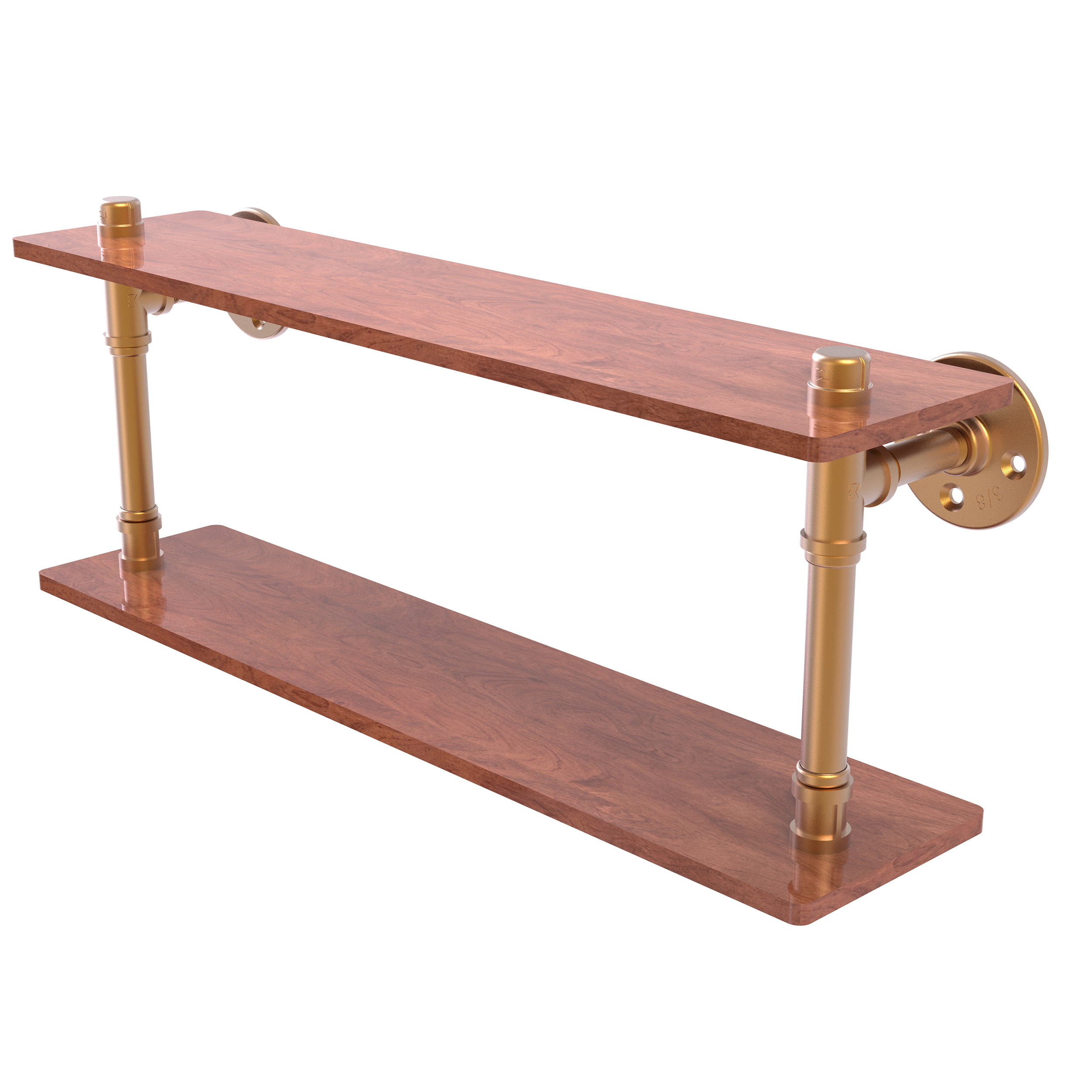 22" Ironwood Double Shelf, Brushed Bronze Finish