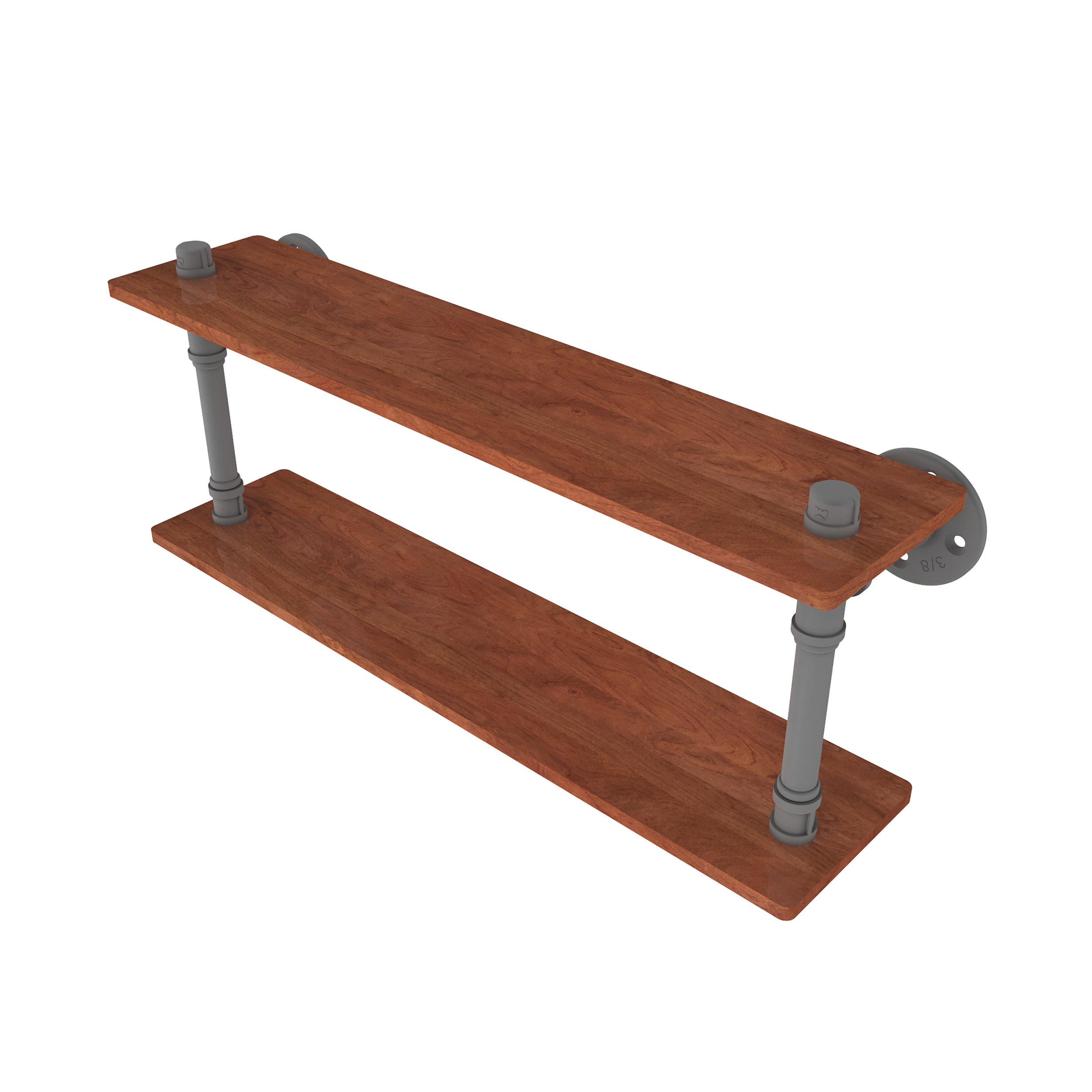 22" Ironwood Double Shelf, Matt Gray Finish