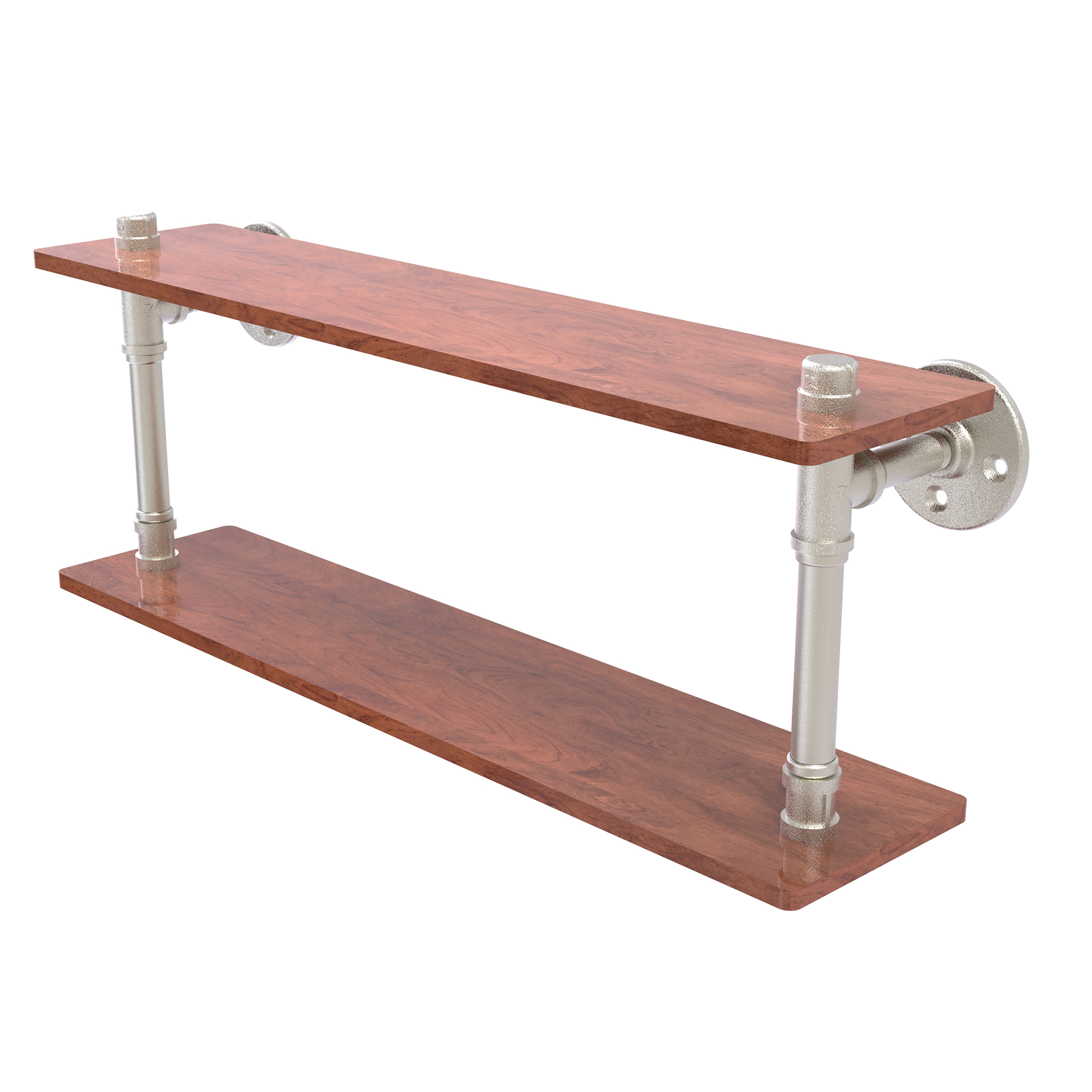 22" Ironwood Double Shelf, Satin Nickel Finish