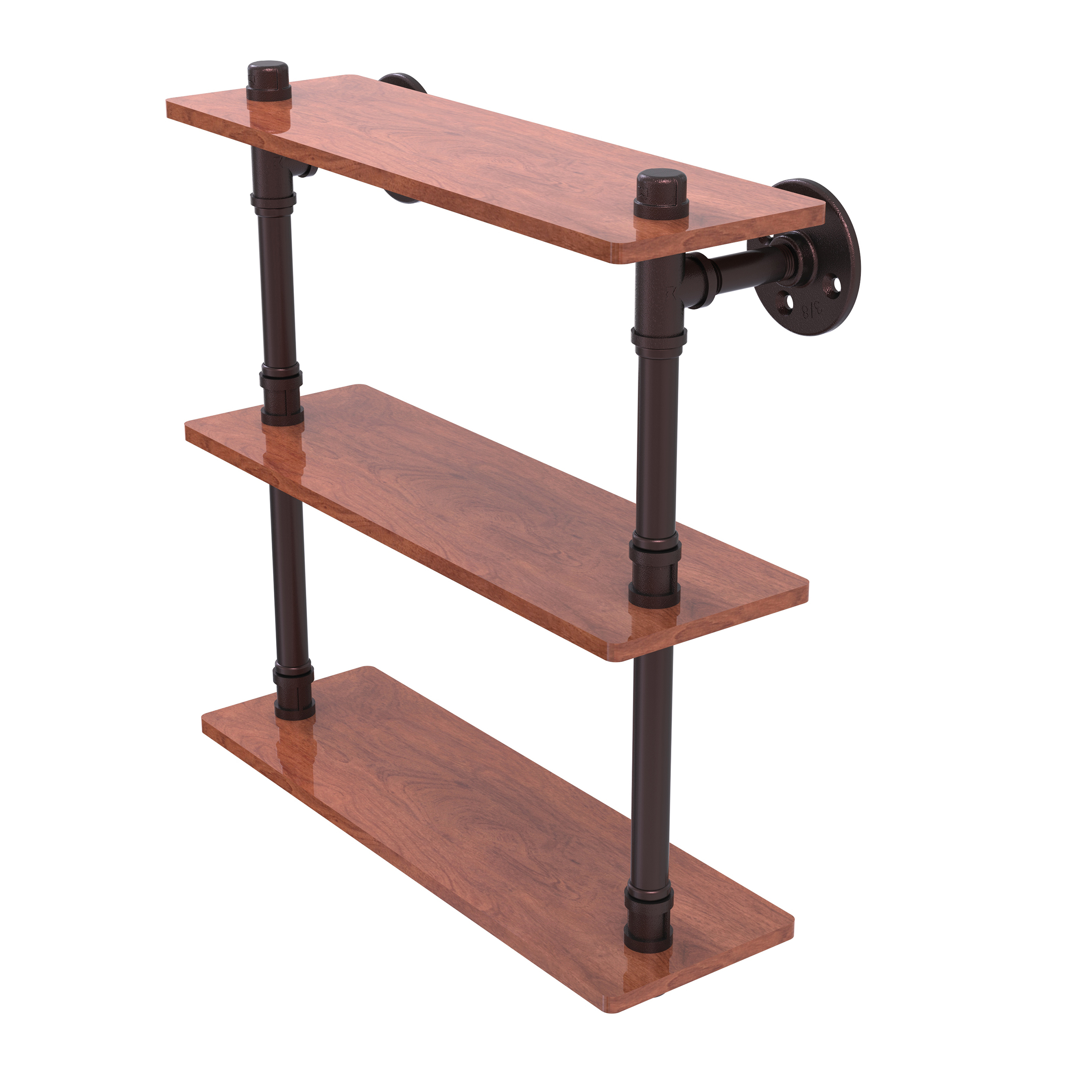 16" Ironwood Triple Shelf, Antique Bronze Finish