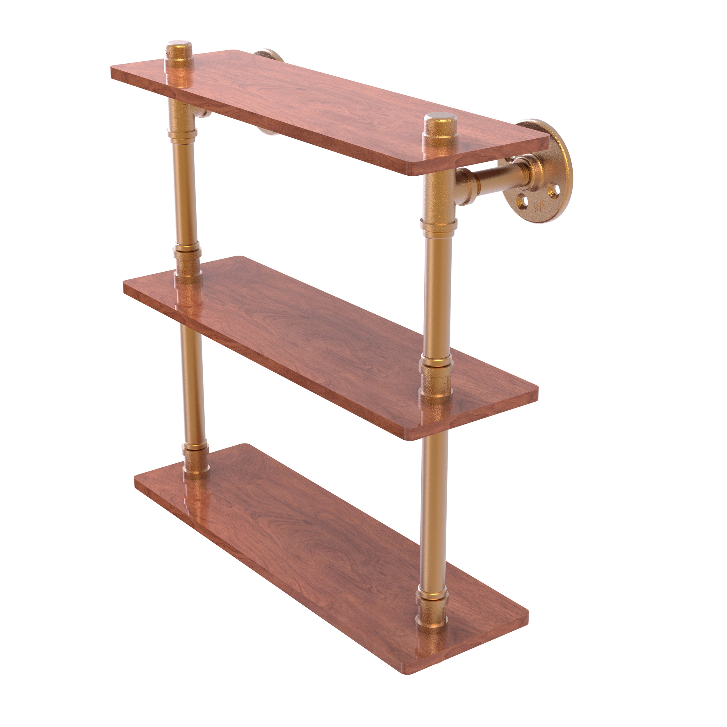 16" Ironwood Triple Shelf, Brushed Bronze Finish