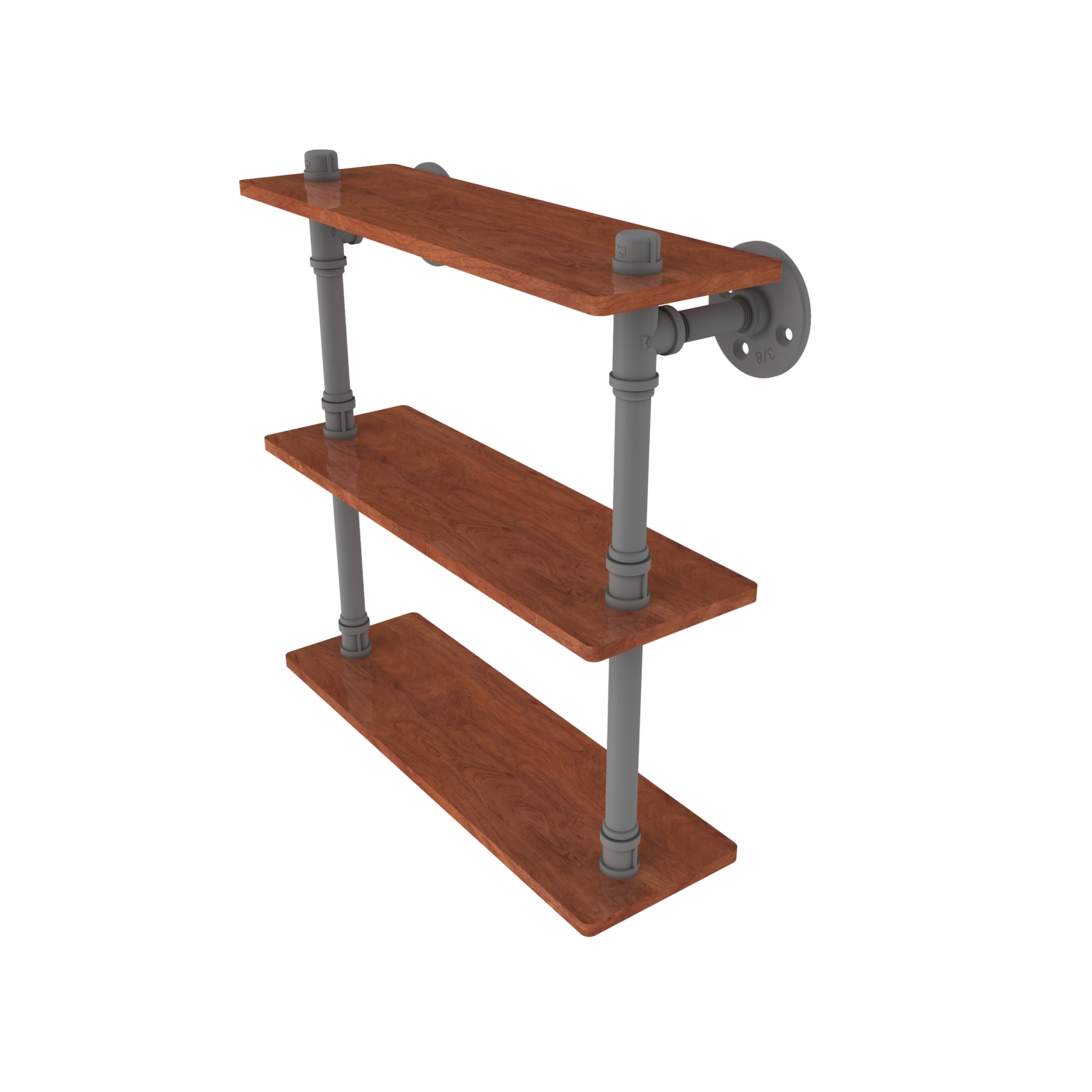 16" Ironwood Triple Shelf, Matt Gray Finish