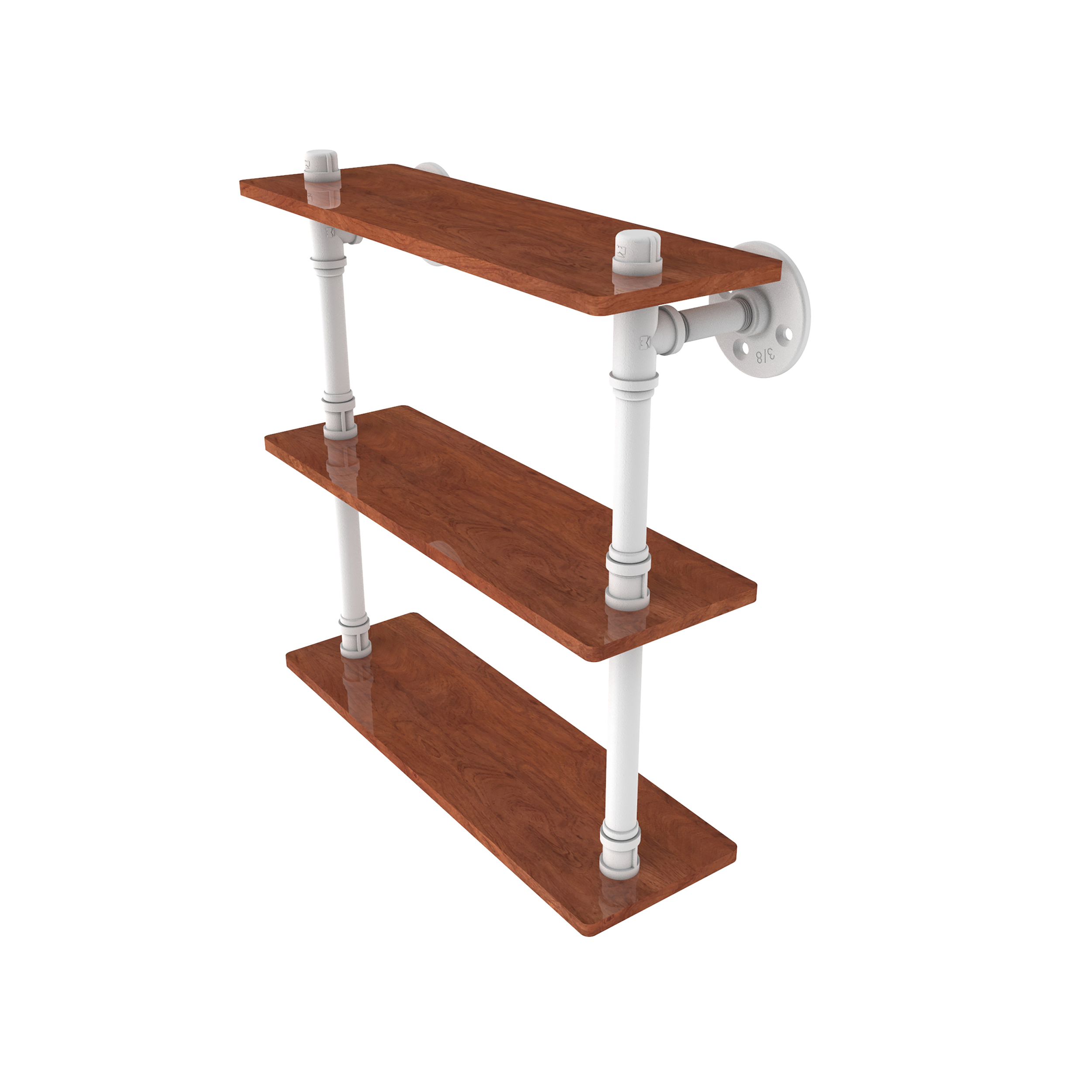 16" Ironwood Triple Shelf, Matt White Finish