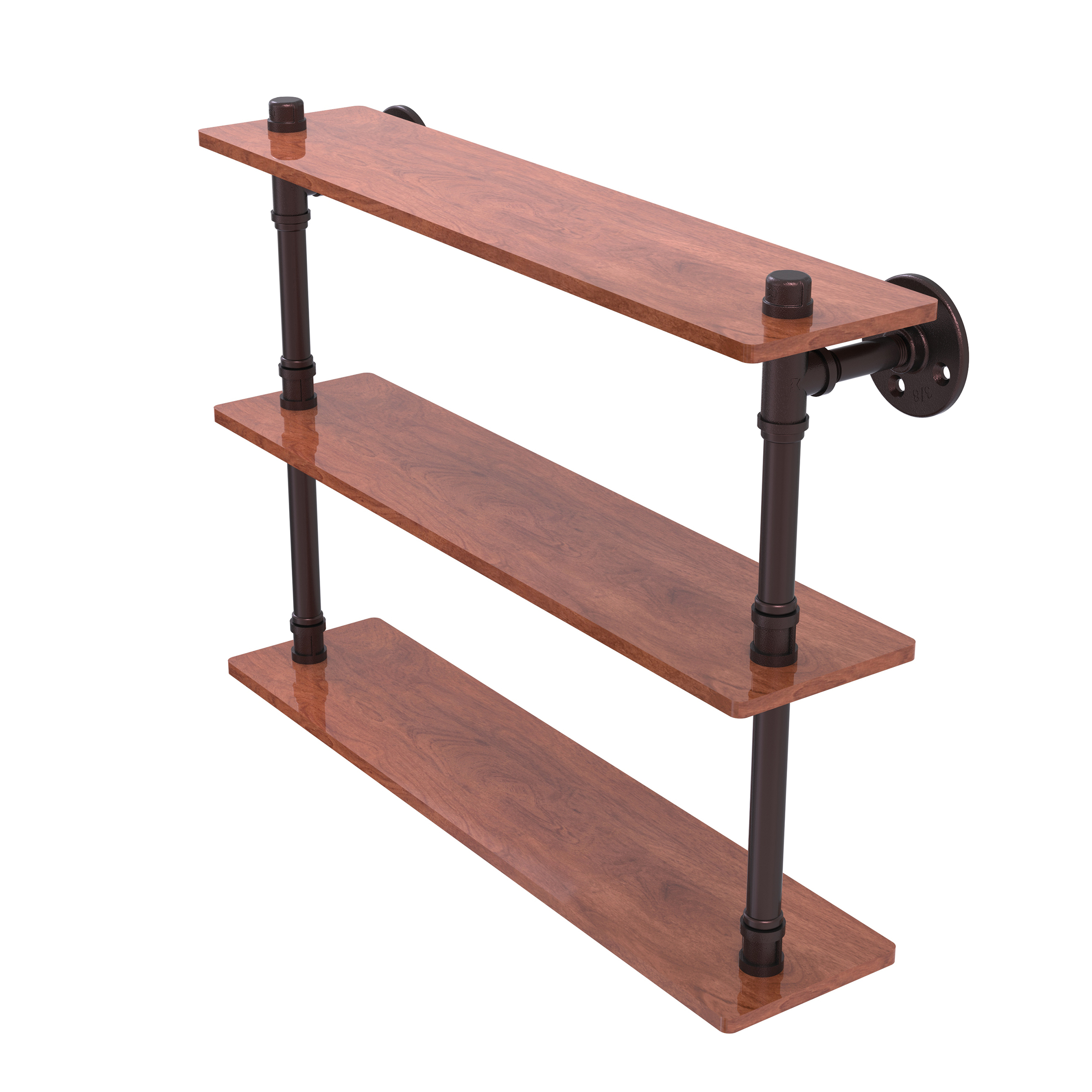 22" Ironwood Triple Shelf, Antique Bronze Finish