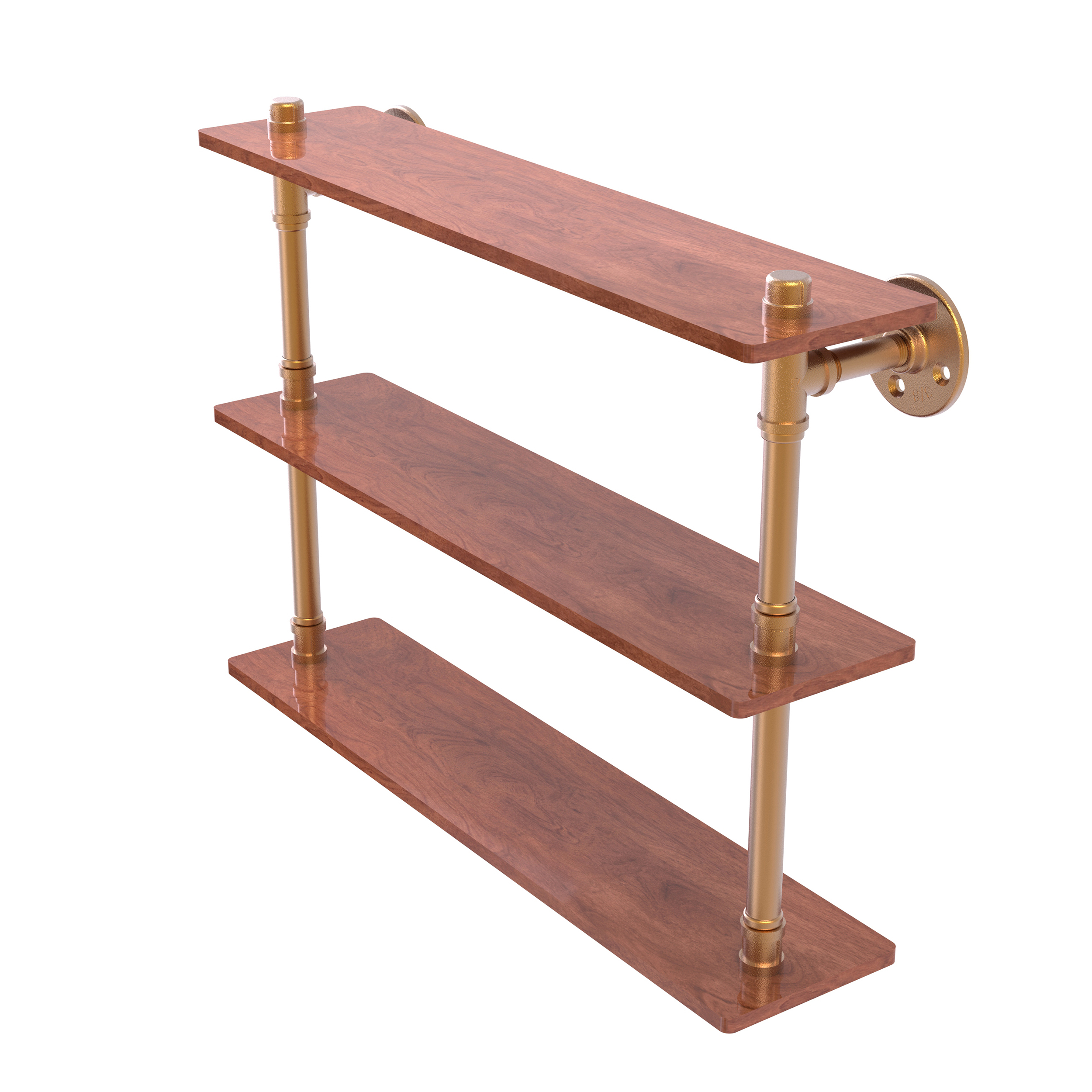 22" Ironwood Triple Shelf, Brushed Bronze Finish