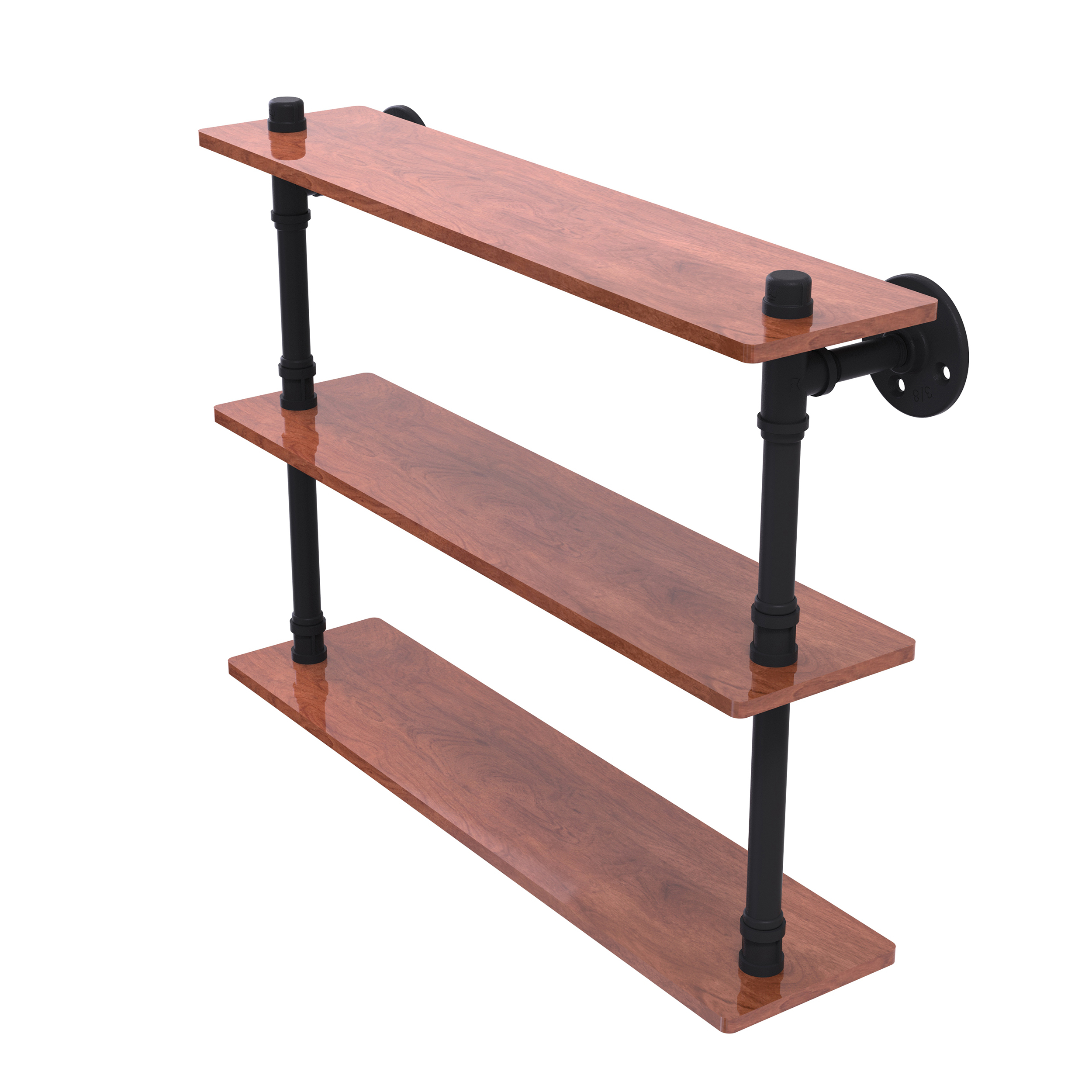 22" Ironwood Triple Shelf, Matt Black Finish