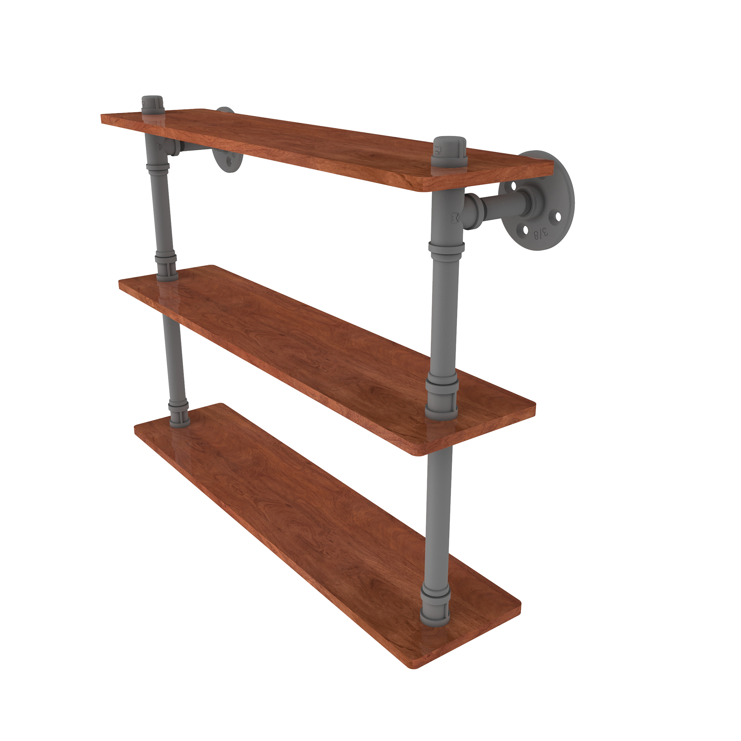 22" Ironwood Triple Shelf, Matt Gray Finish