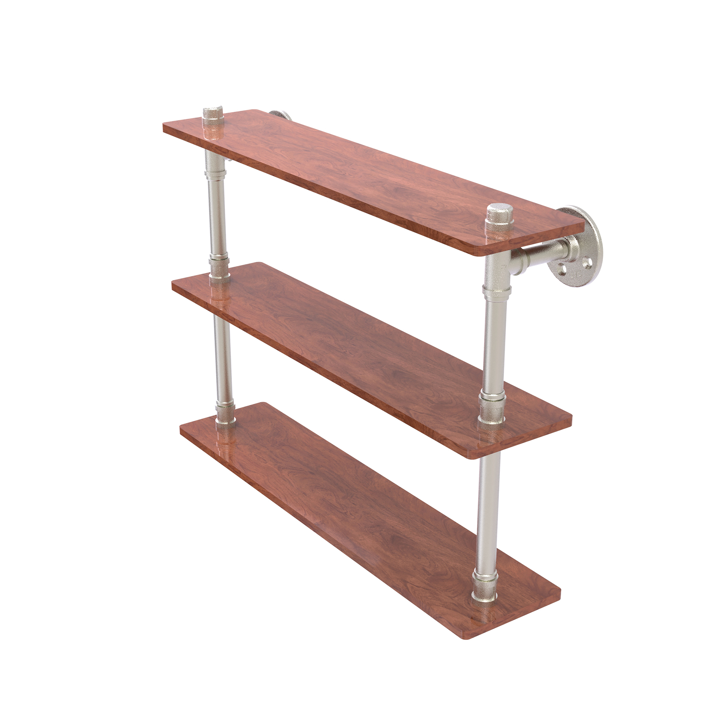 22" Ironwood Triple Shelf, Satin Nickel Finish